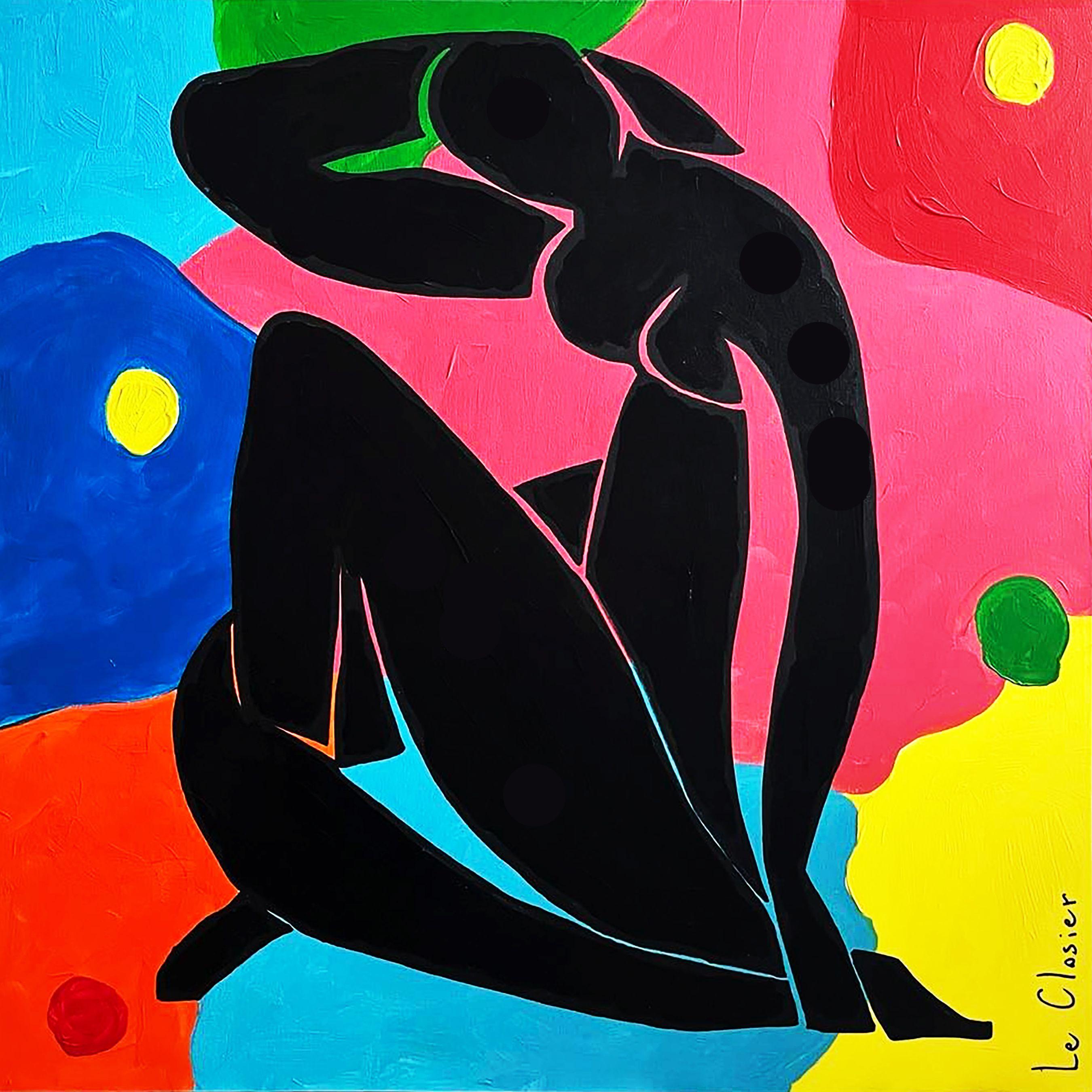 NUDE III  Tribute to French painter Henri Matisse.  Acrylic on canvas.  30in x 30in (76cm x 76cm).  Ready to hang. :: Painting :: Pop-Art :: This piece comes with an official certificate of authenticity signed by the artist :: Ready to Hang: Yes ::