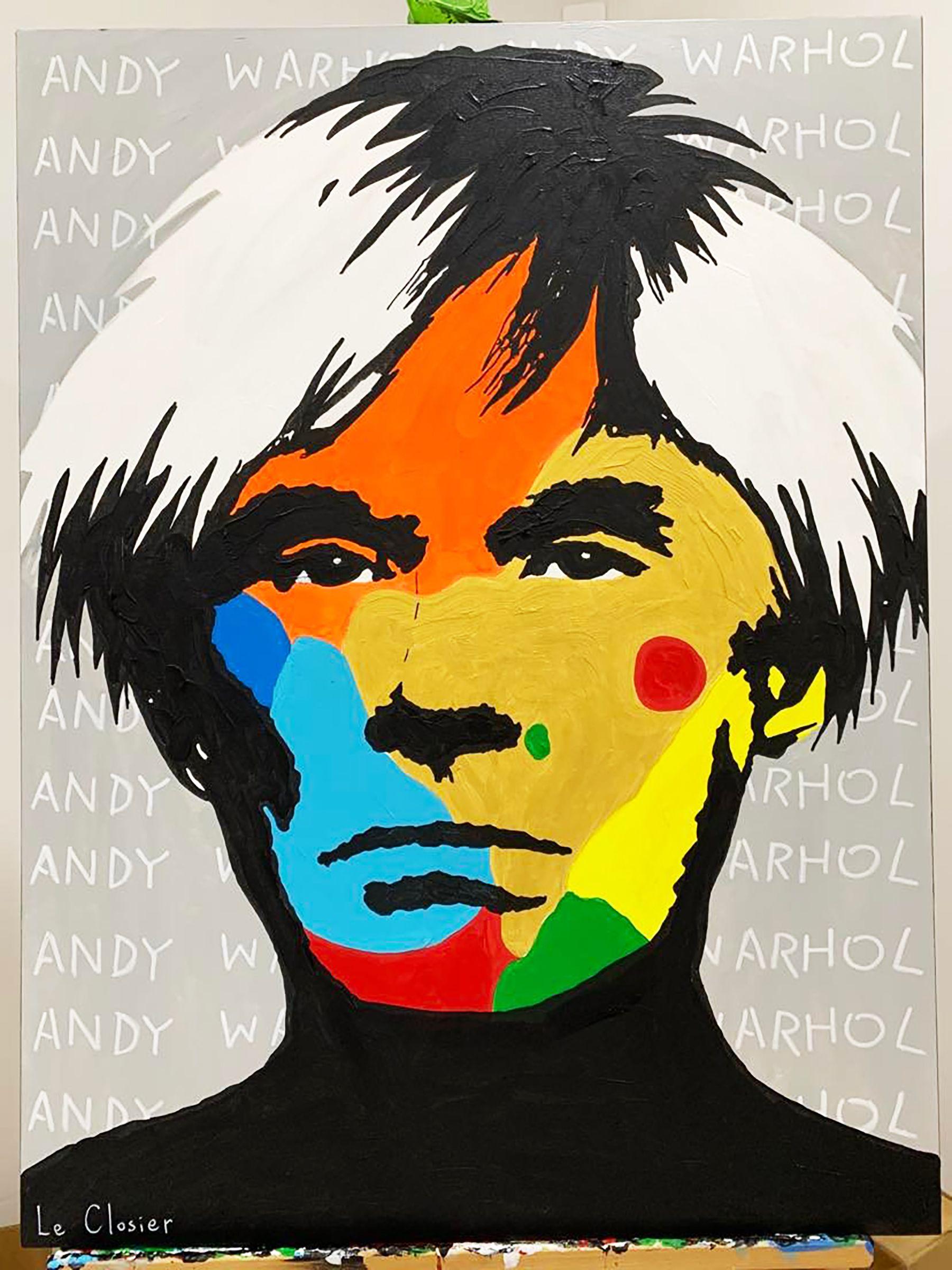 WARHOL, Gemälde, Acryl auf Leinwand (Pop-Art), Painting, von Philippe Colpaert (Le Closier)