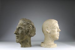 Philippe Conficconi, Escultura cabeza de hombre de barro verde, Francia, 2005