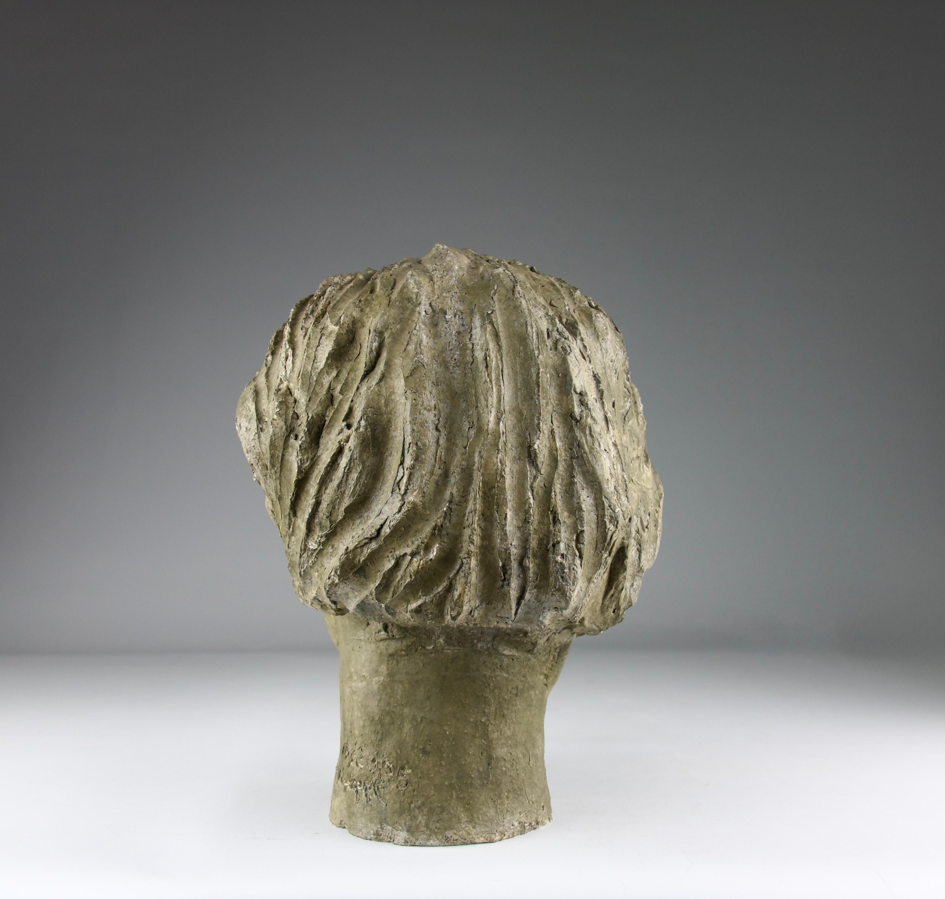 Francese Philippe Conficconi, Testa d'uomo in terracotta verde, Francia, 2005 in vendita