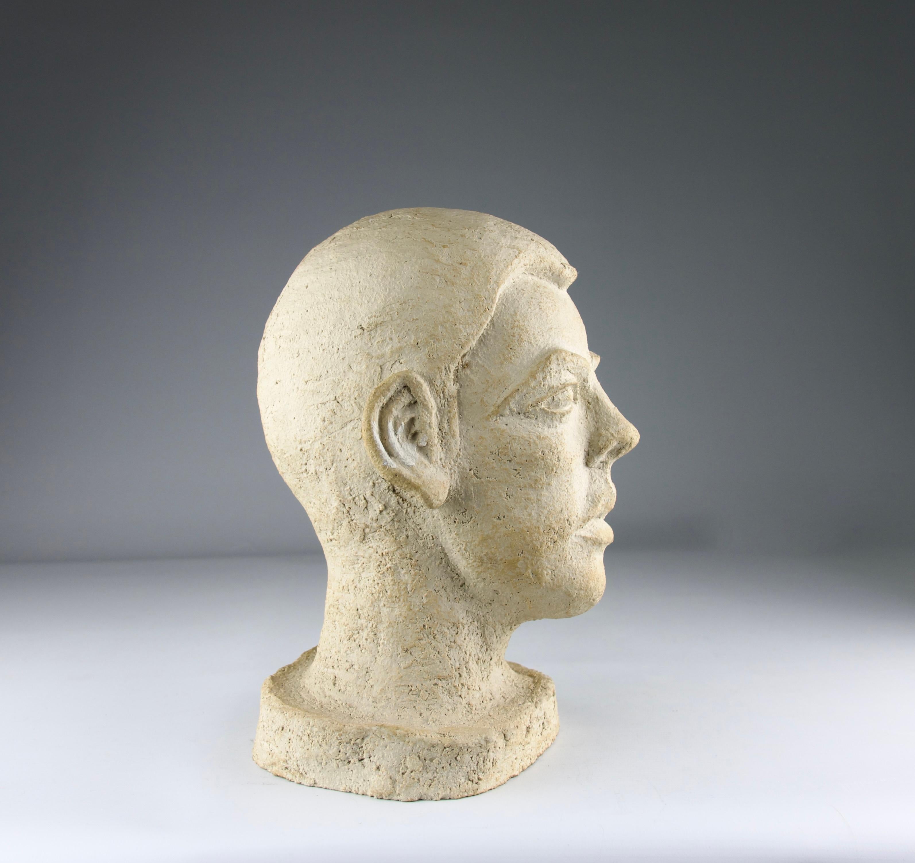 Philippe Conficconi, Scultura di testa d'uomo in terracotta beige, Francia, 2005 In condizioni buone in vendita a PARIS, FR