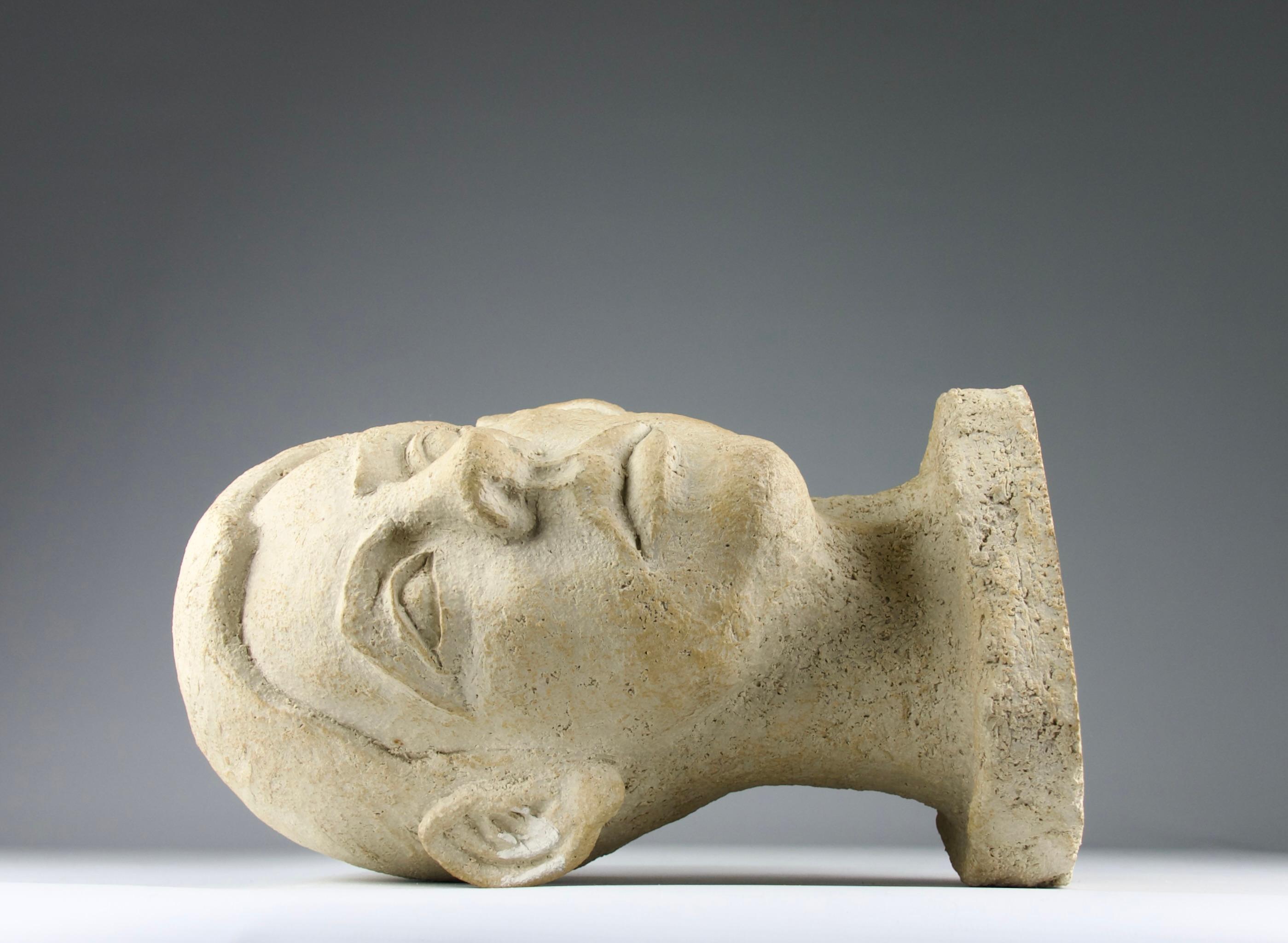 XXI secolo e contemporaneo Philippe Conficconi, Scultura di testa d'uomo in terracotta beige, Francia, 2005 in vendita