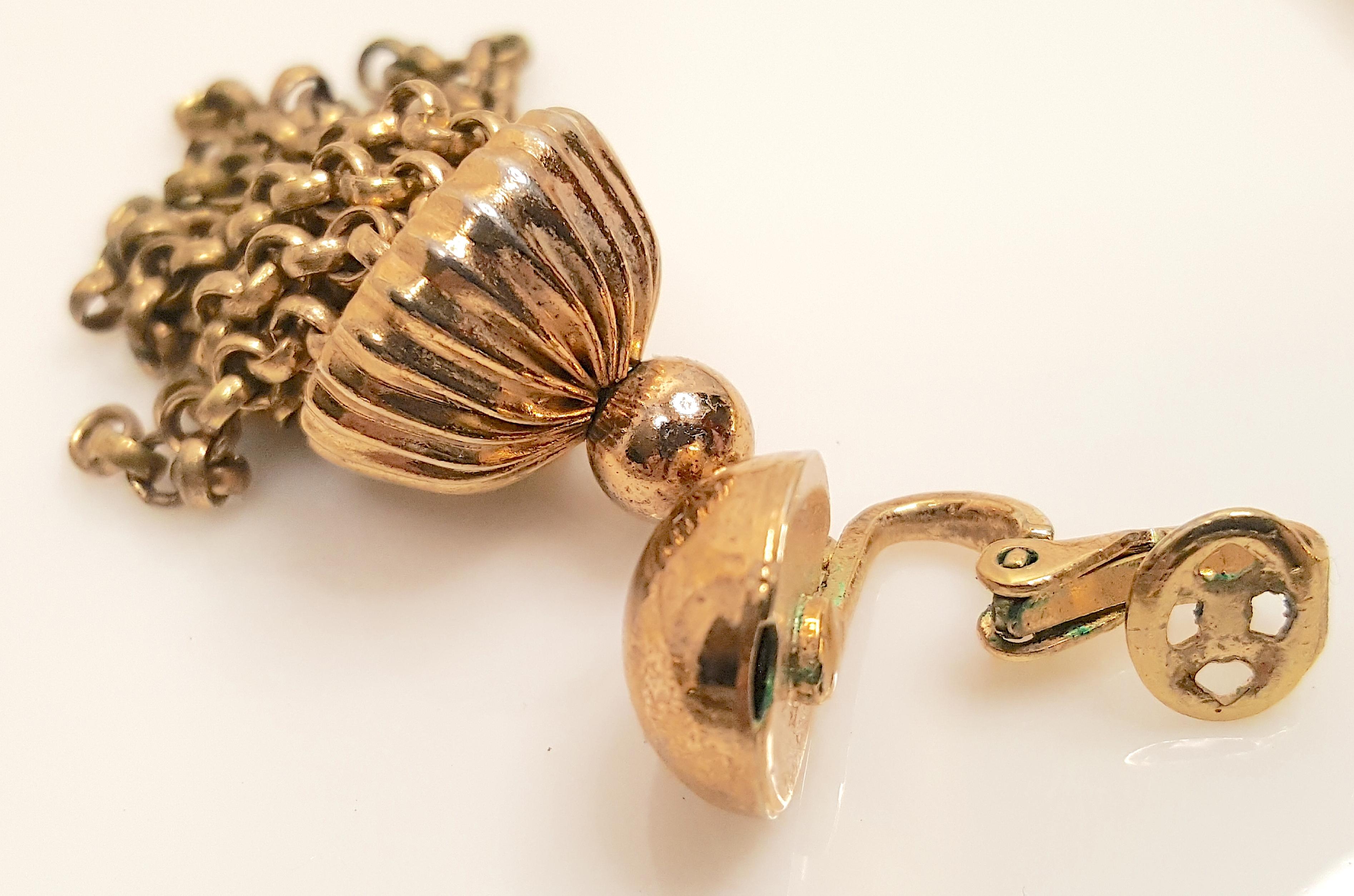 Art déco Trifari AlfredPhilippe GoldDemiParure Boucles d'oreilles à pampilles et collier à maillons en cristal en vente