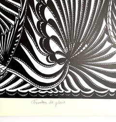 Large 1960s French Art Brut Lithograph Bold Black & White Op Art Philippe Dereux