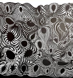 Large 1960s French Art Brut Lithograph Bold Black & White Op Art Philippe Dereux