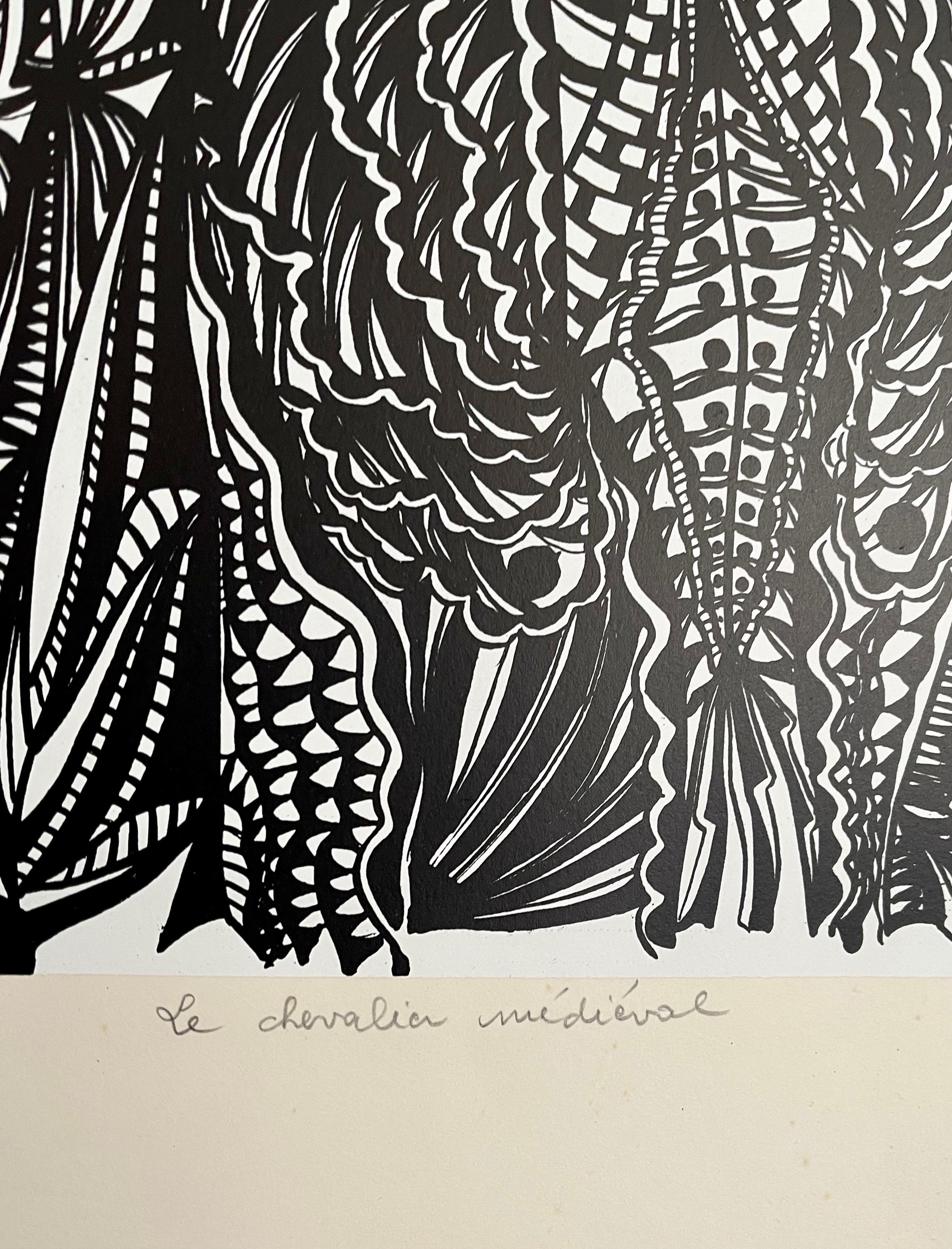 Large 1960s French Art Brut Lithograph Bold Black & White Op Art Philippe Dereux For Sale 2