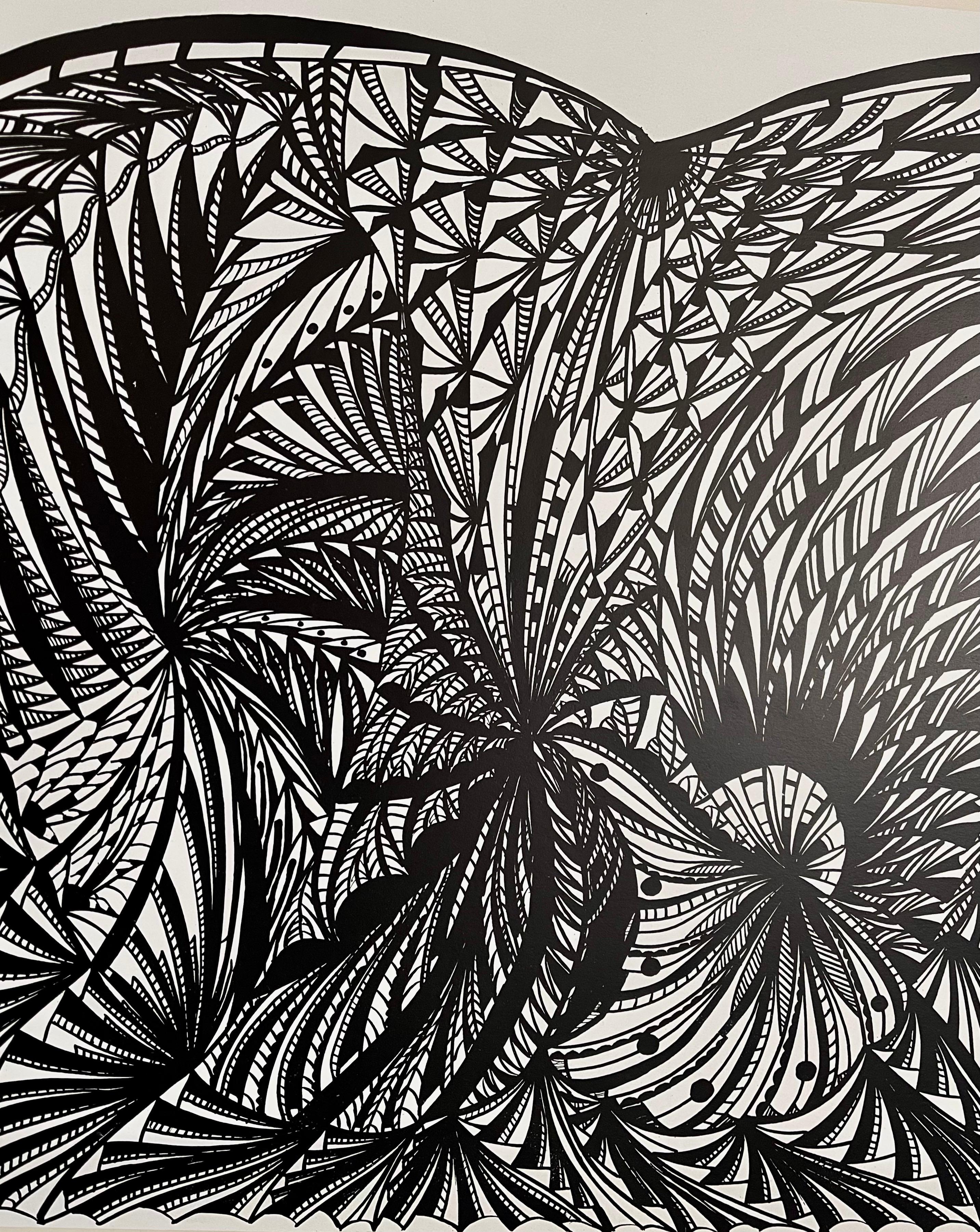 Large 1960s French Art Brut Lithograph Bold Black & White Op Art Philippe Dereux For Sale 2