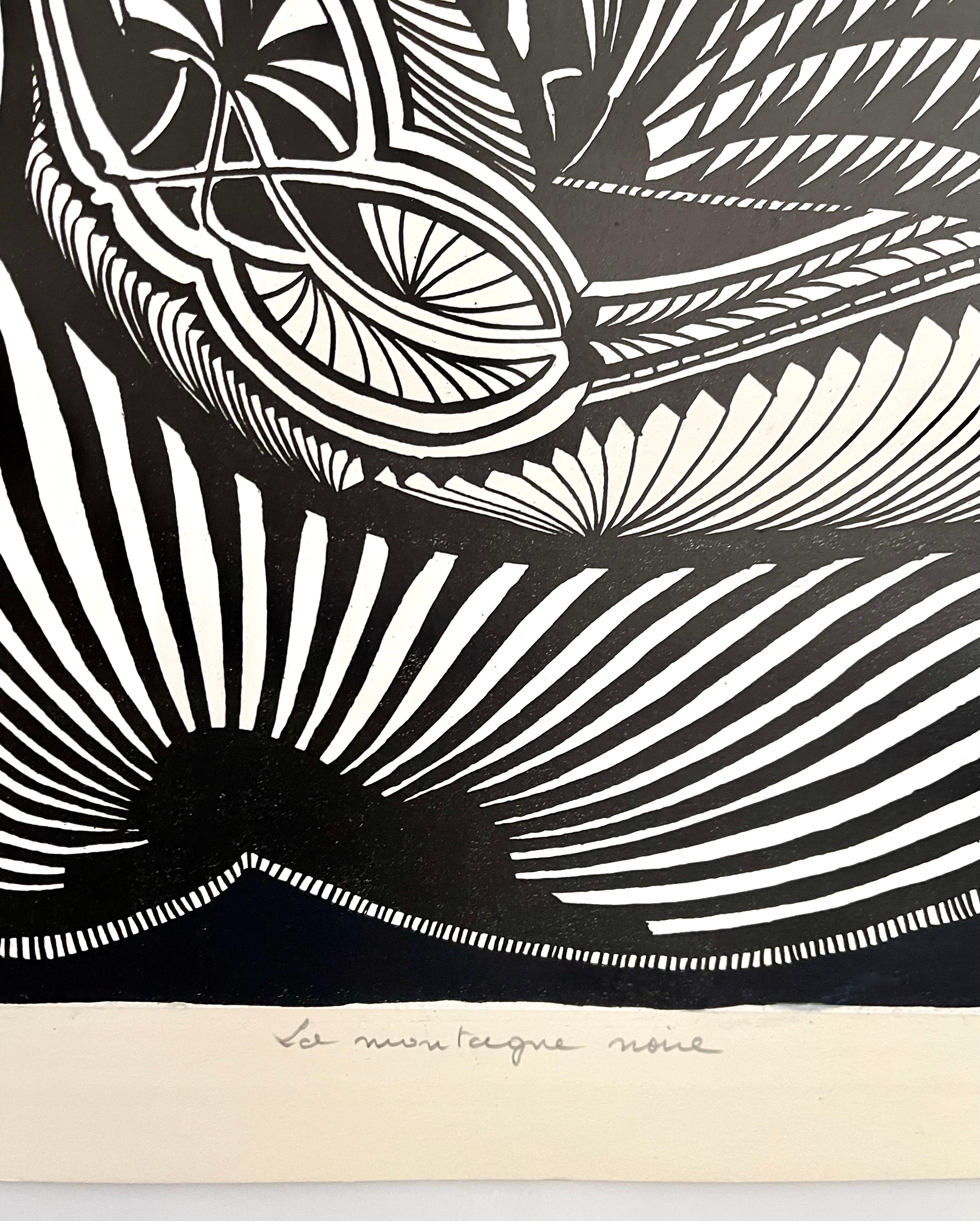 Large 1960s French Art Brut Lithograph Bold Black & White Op Art Philippe Dereux For Sale 1