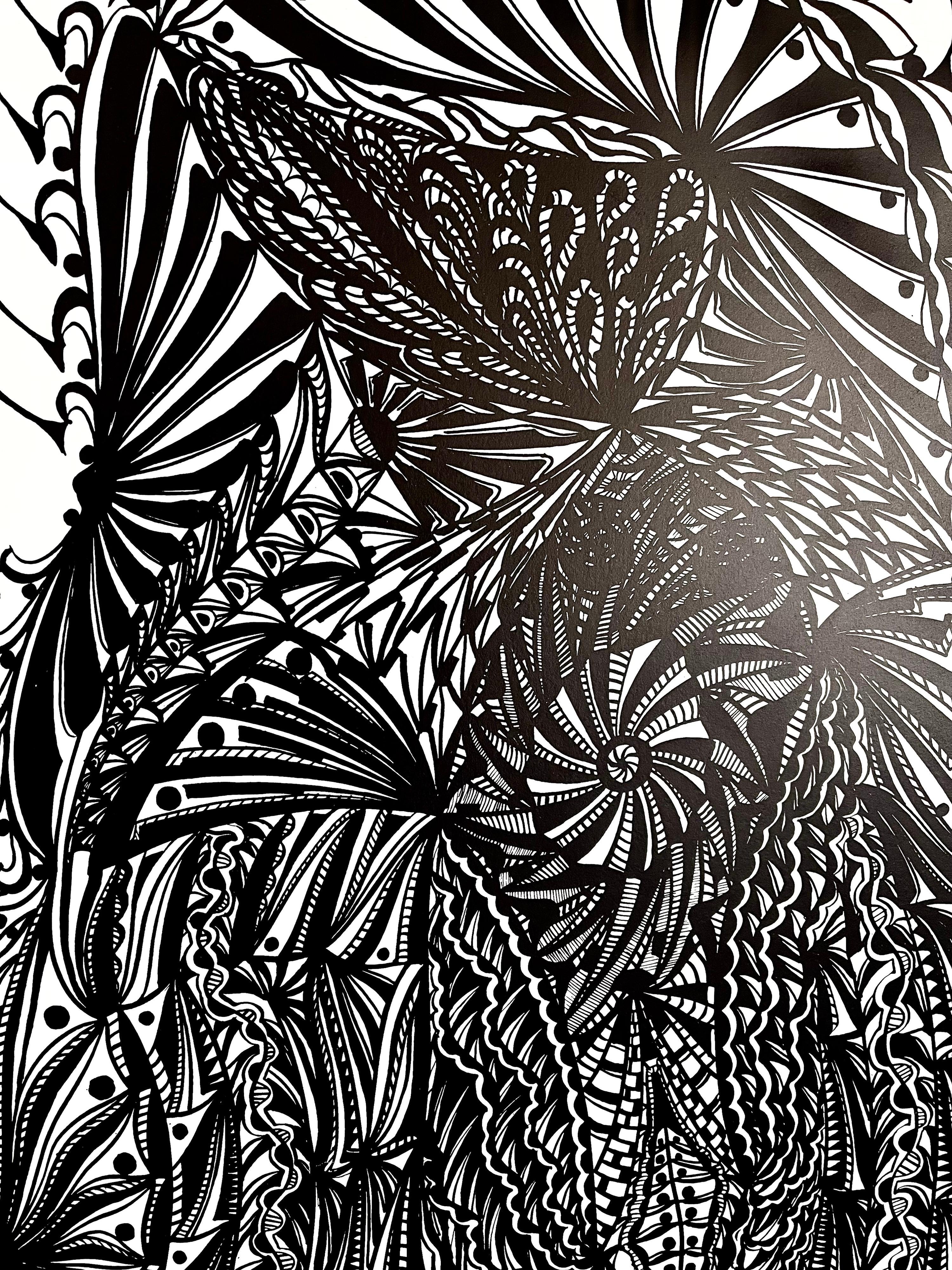 Large 1960s French Art Brut Lithograph Bold Black & White Op Art Philippe Dereux For Sale 4