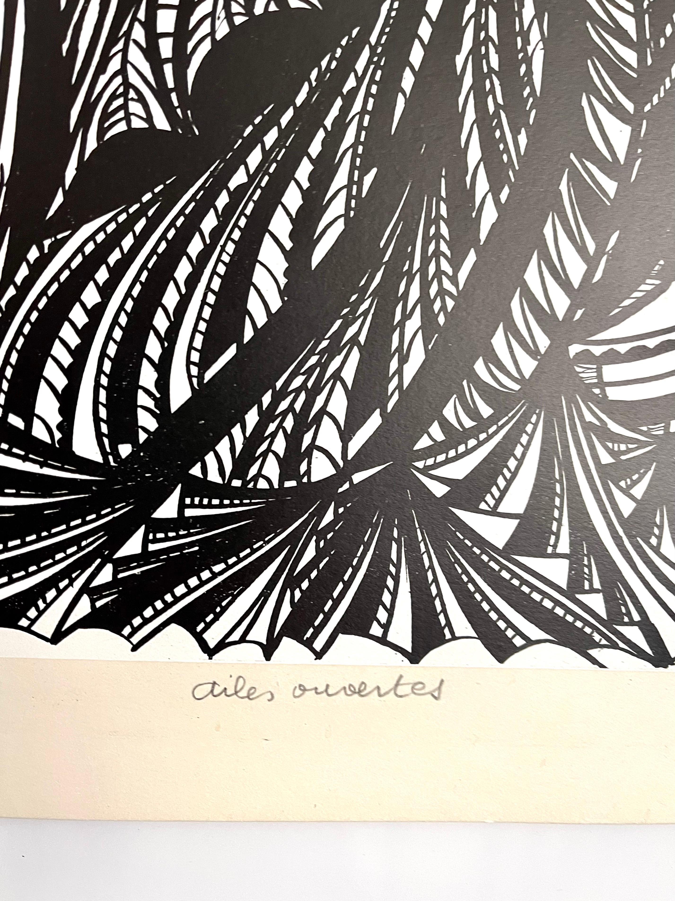 Large 1960s French Art Brut Lithograph Bold Black & White Op Art Philippe Dereux For Sale 4