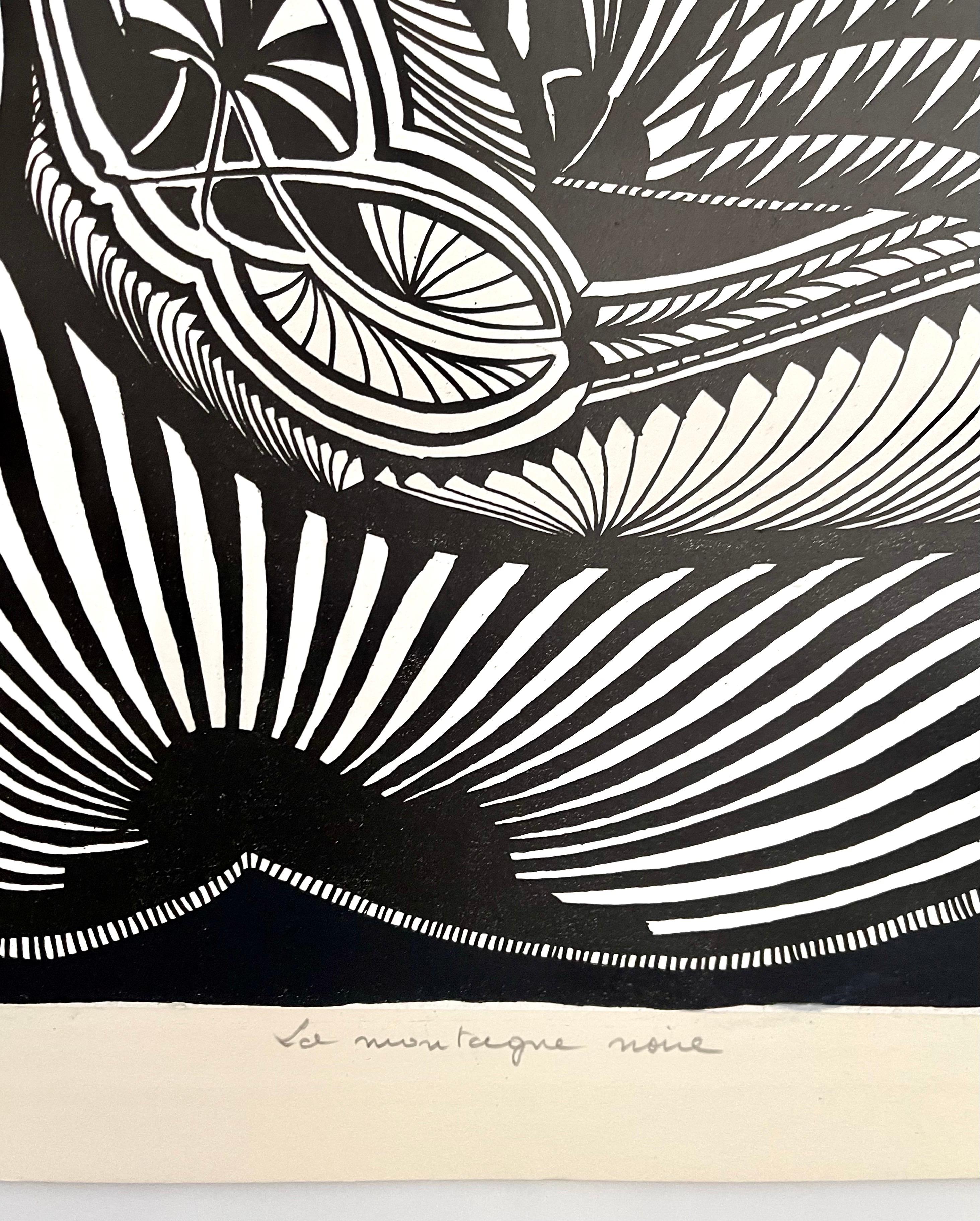 Large 1960s French Art Brut Lithograph Bold Black & White Op Art Philippe Dereux For Sale 4