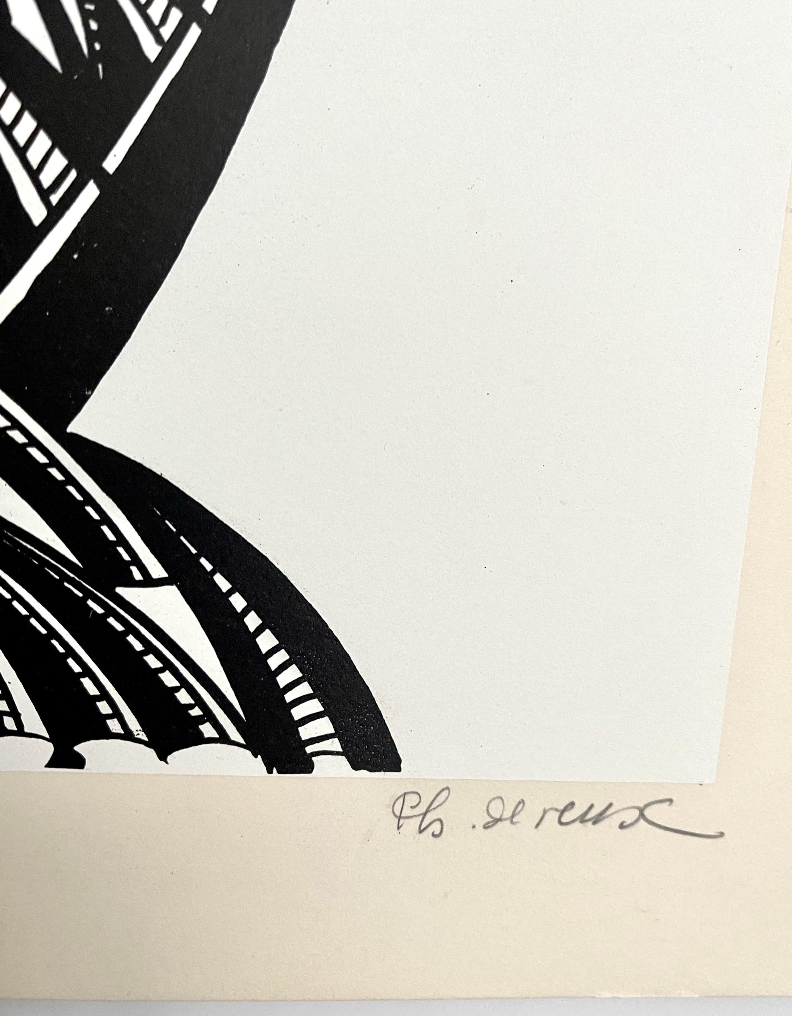 Large 1960s French Art Brut Lithograph Bold Black & White Op Art Philippe Dereux For Sale 5