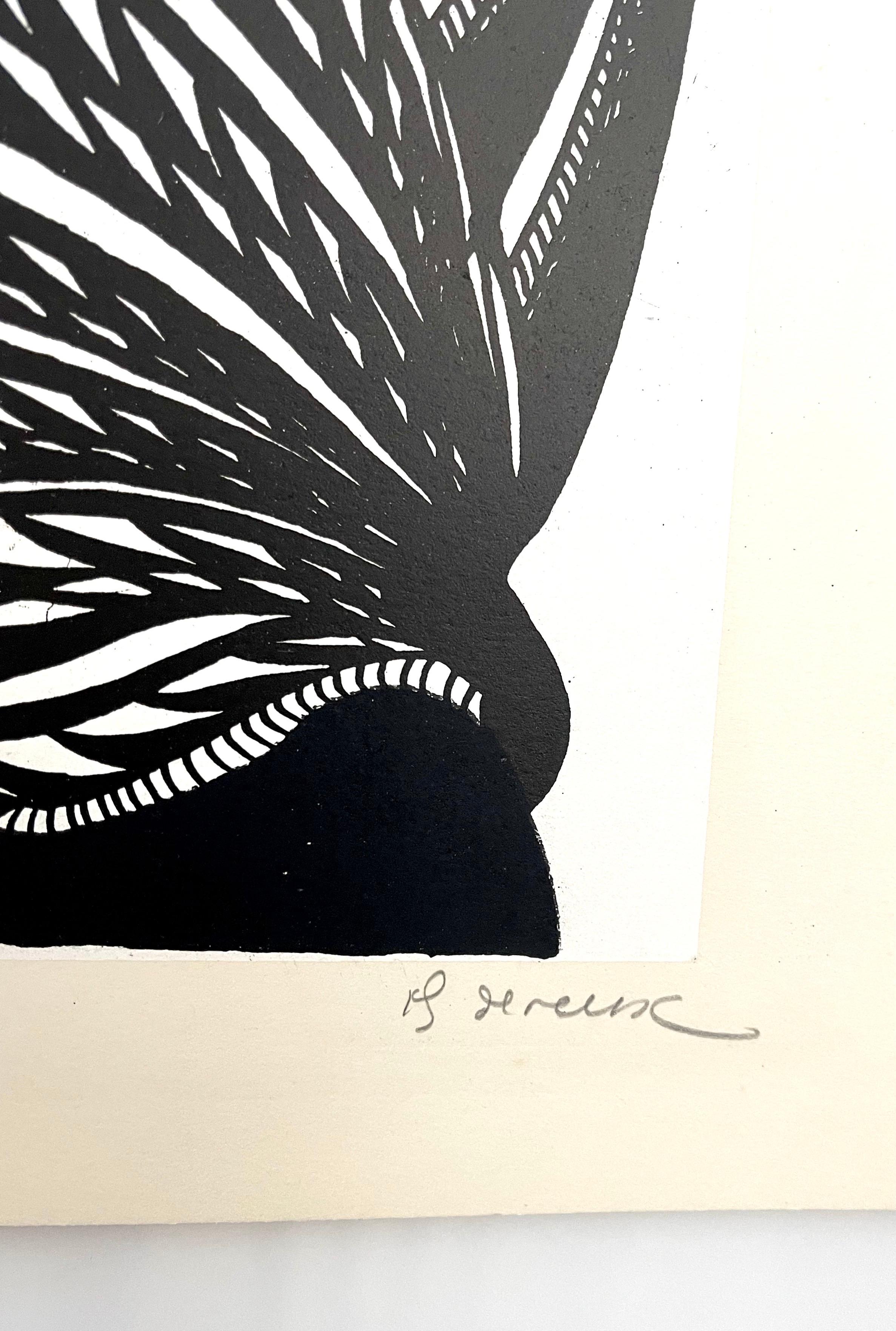 Large 1960s French Art Brut Lithograph Bold Black & White Op Art Philippe Dereux For Sale 5