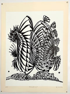 Grande lithographie française audacieuse Op Art Brut des années 1960, Philippe Dereux