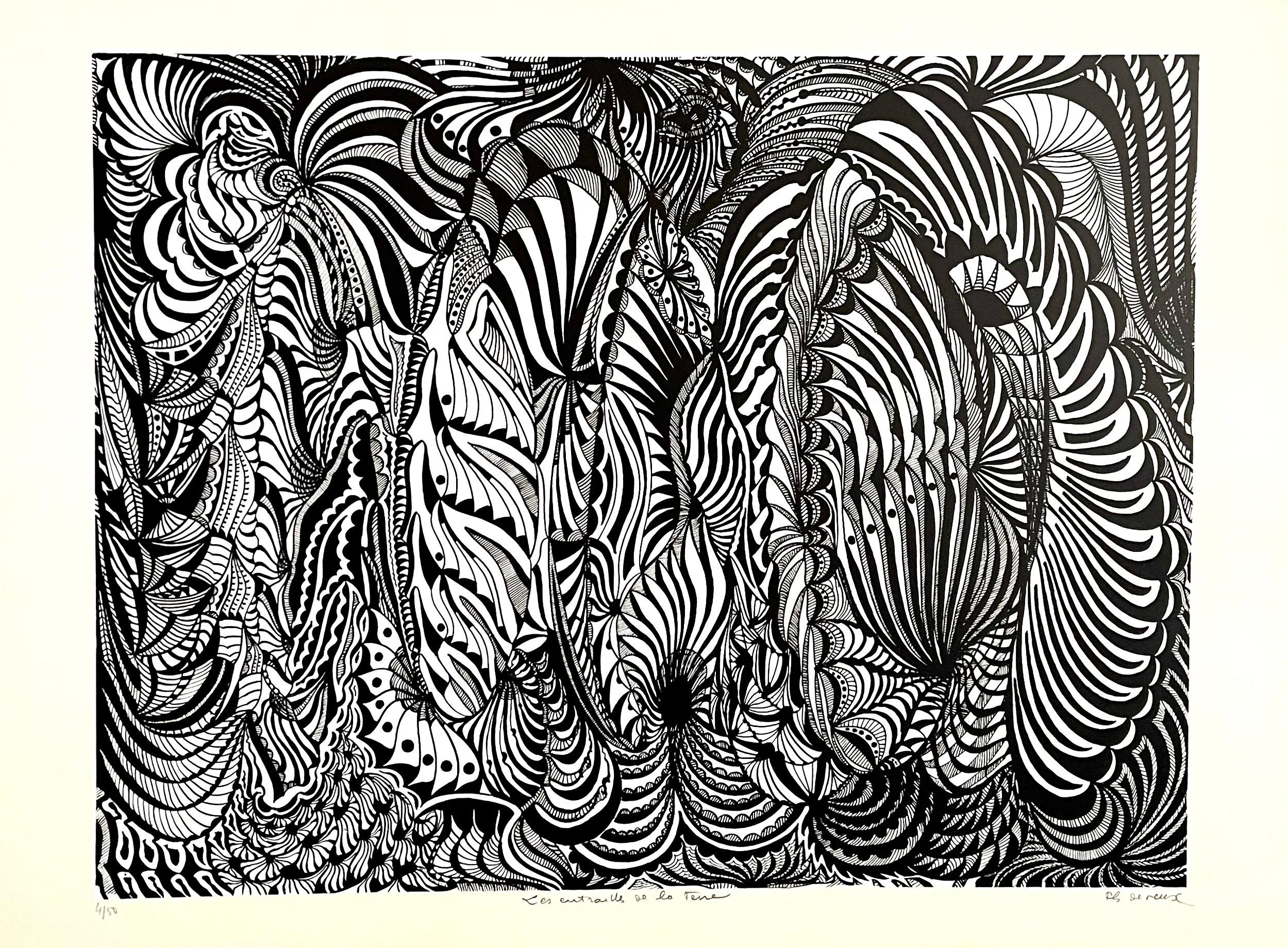 Printed by Pierre Chave, Vence, published by Bianchi Frères in Nice, France
ink on watermarked chiffon de Mandeure paper, hand signed in pencil lower right, "PH Dureux," numbered 4/50 lower left, titled in pencil center.
This might be a silkscreen