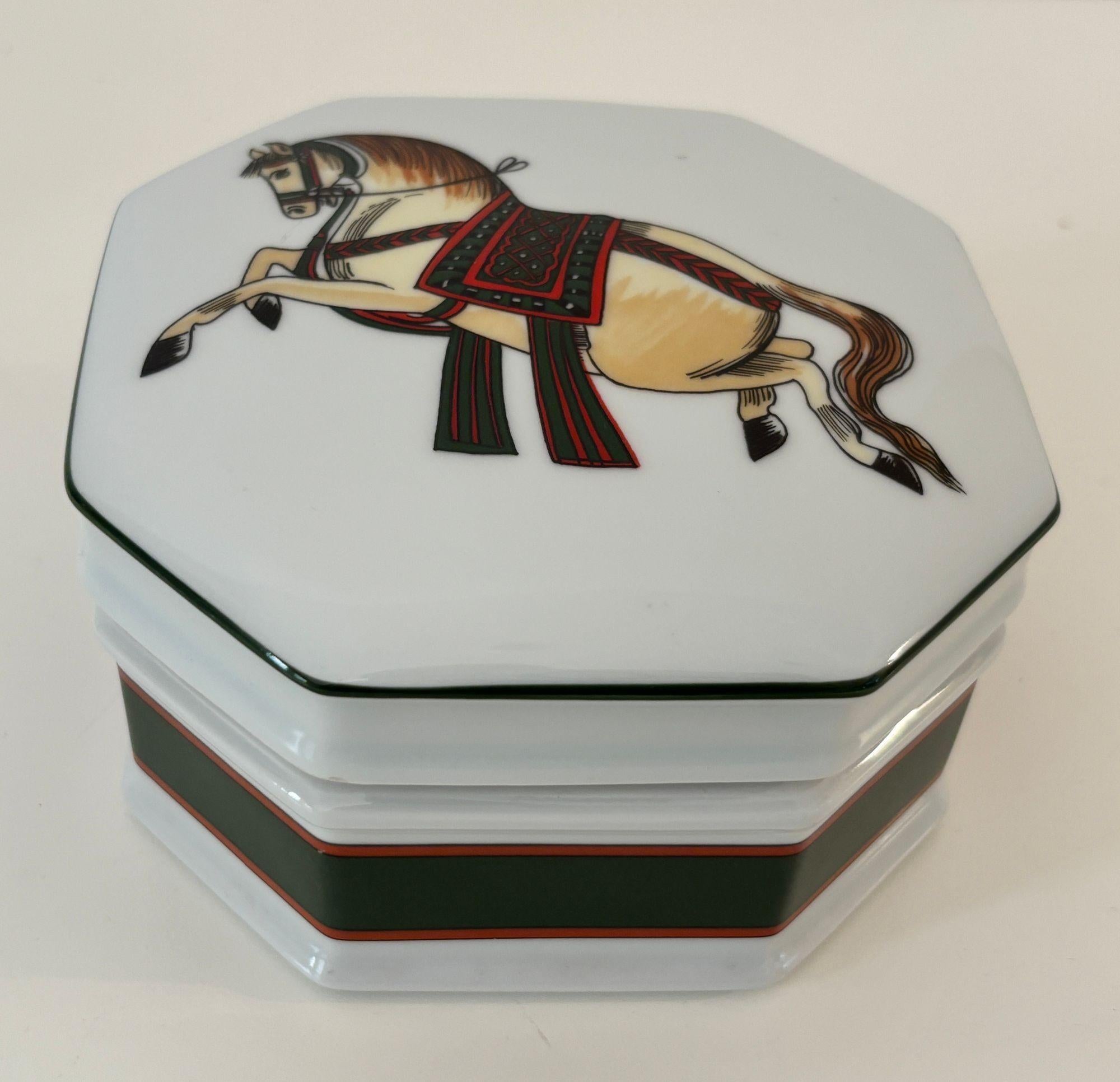 Philippe Deshoulieres for Sophie d’E Limoges Signed Porcelain Horse Trinket Box For Sale 6