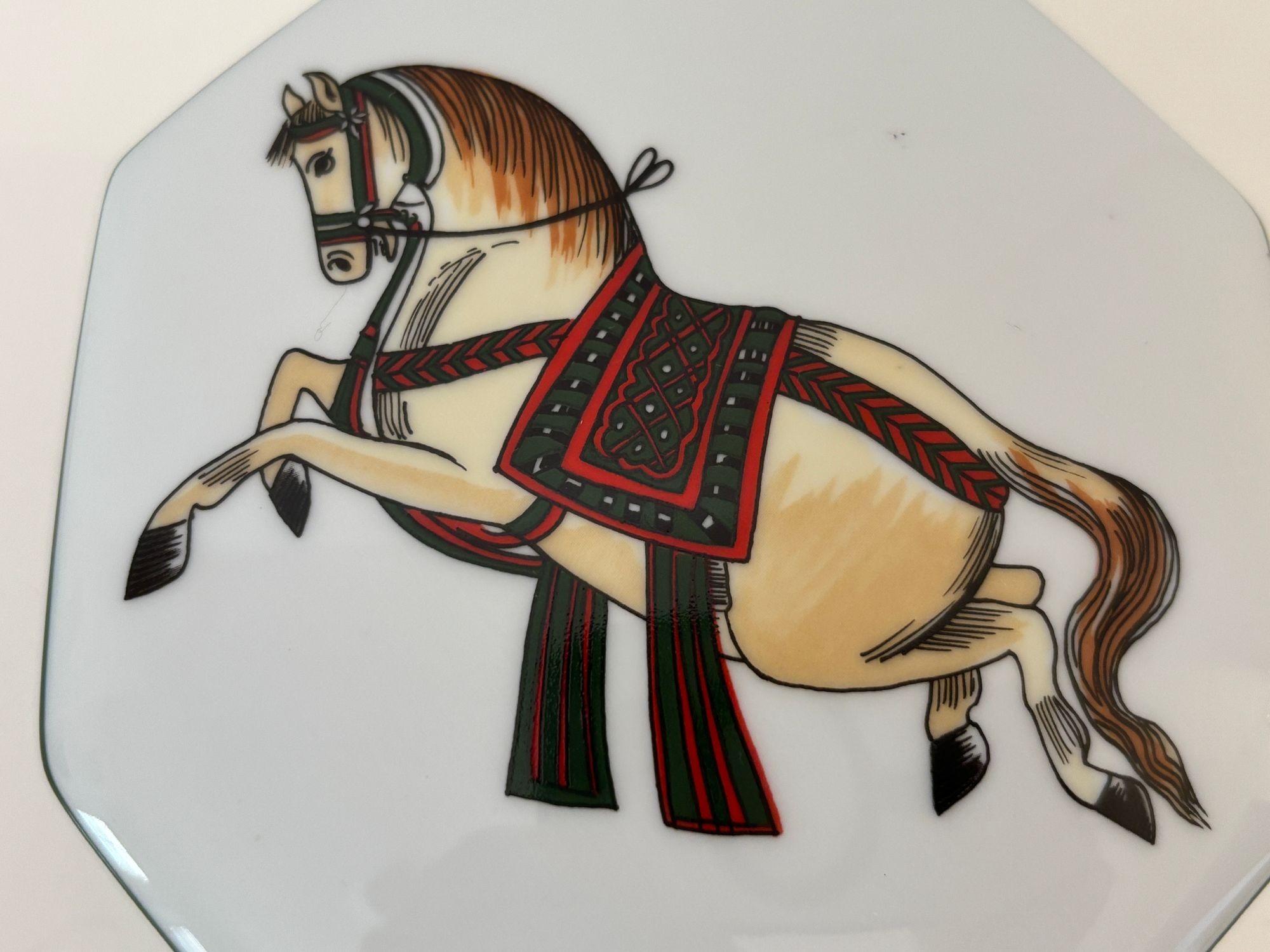 French Philippe Deshoulieres for Sophie d’E Limoges Signed Porcelain Horse Trinket Box For Sale