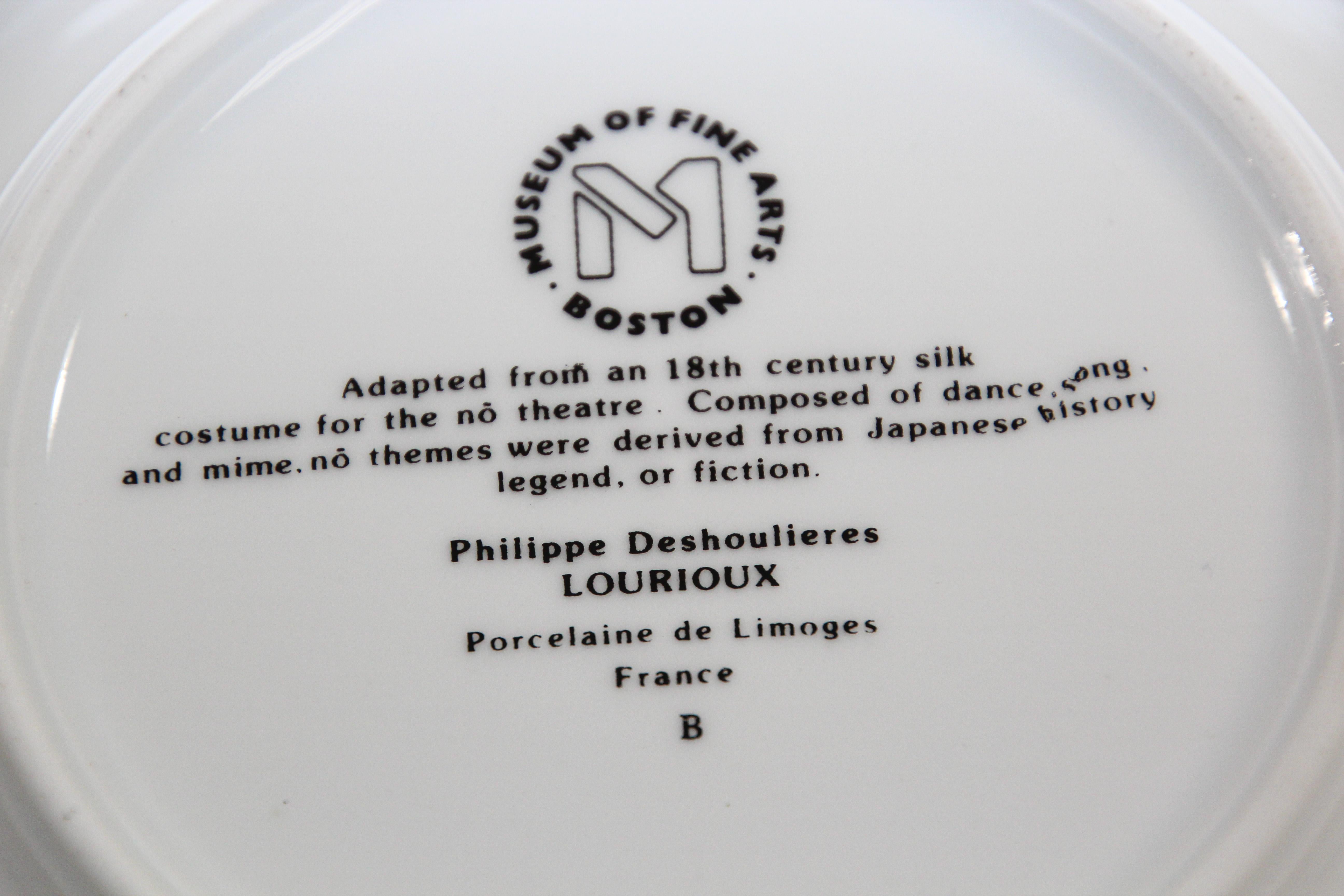 20th Century Philippe Deshoulieres Lourioux Limoges Plates Boston MFA Japanese No Theatre