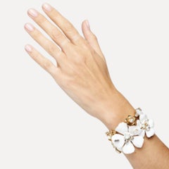 Philippe Ferrandis 24k Gold Cuff Bracelet with Pearls and Crystals
