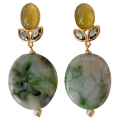 Philippe Ferrandis Agate and Glass Clip Earrings