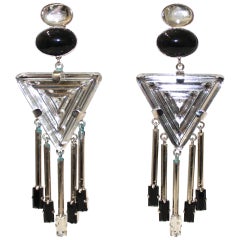 Philippe Ferrandis Art Deco Clip Earrings