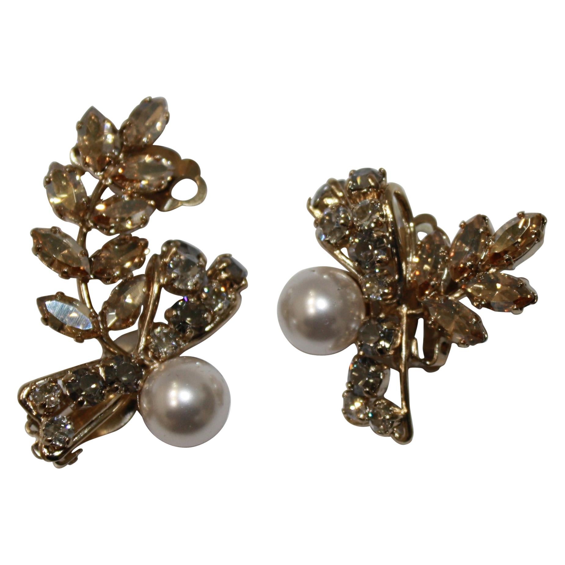 Philippe Ferrandis Asymetric Pearl and Crystal Clip