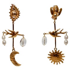 Philippe Ferrandis Asymmetric Symbols Earrings