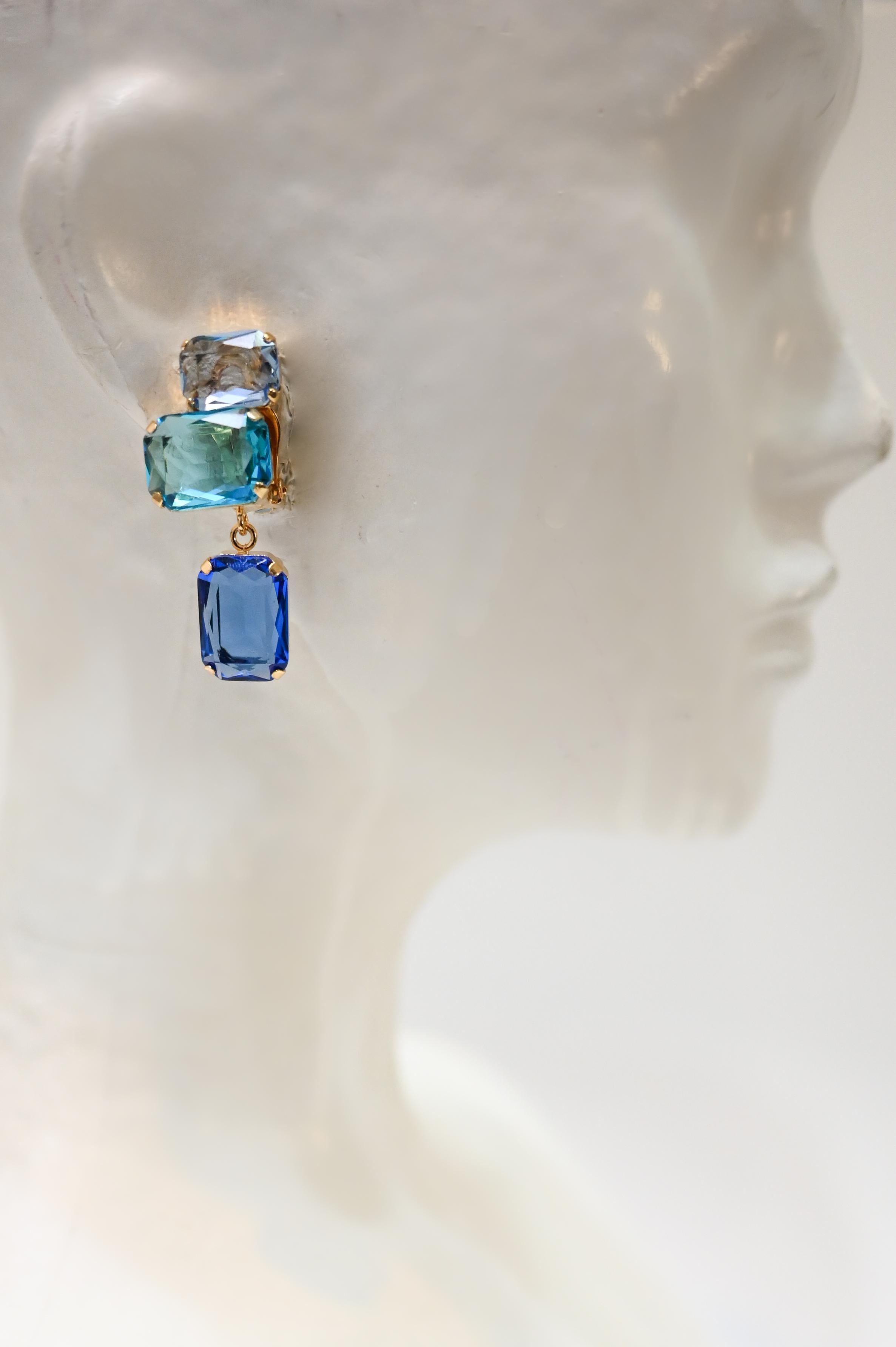 Philippe Ferrandis Baléares Aqua Clip Earrings 1