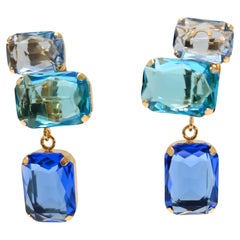 Philippe Ferrandis Baléares Aqua Clip Earrings 