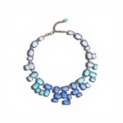 Philippe Ferrandis Baléares Graded Collar In Aqua Swarovski Crystal
