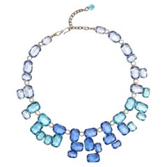 Philippe Ferrandis Baléares Graded Collar In Aqua Swarovski Crystal