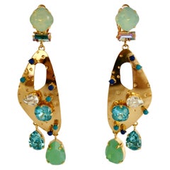 Philippe Ferrandis - Barbade  Boucles d'oreilles chandelier en aqua