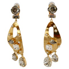 Philippe Ferrandis Barbados Chandelier Earrings in Clear and Grey