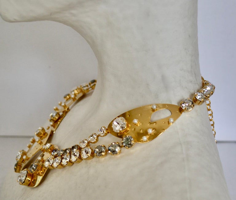 Philippe Ferrandis Barbados White, Clear and Gold Choker For Sale 4