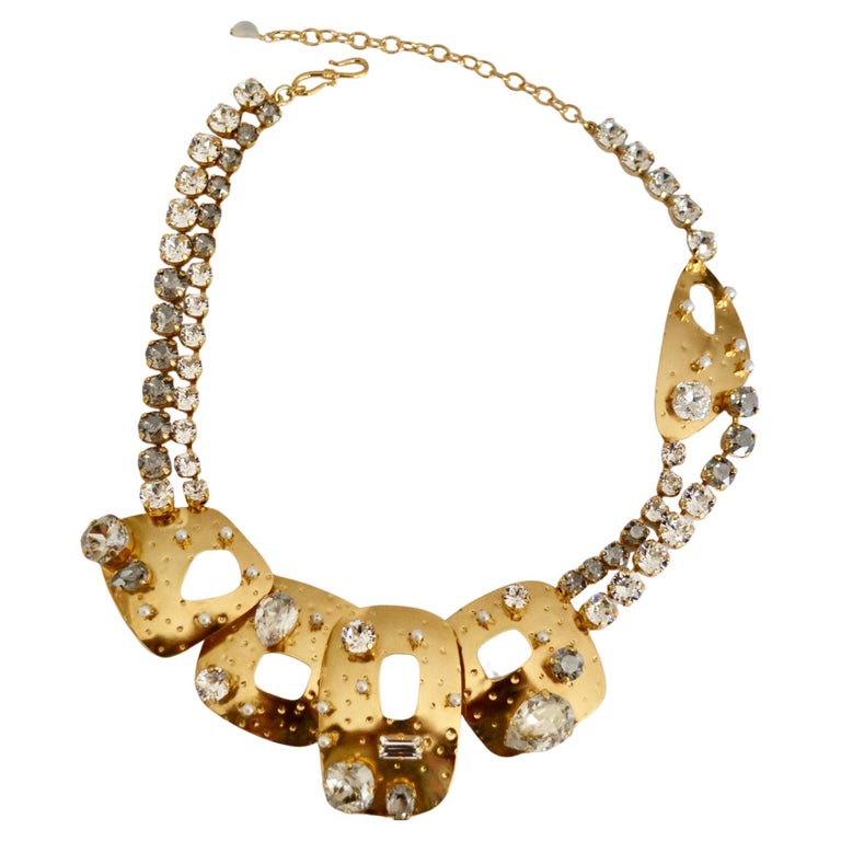 Philippe Ferrandis Barbados White, Clear and Gold Choker For Sale