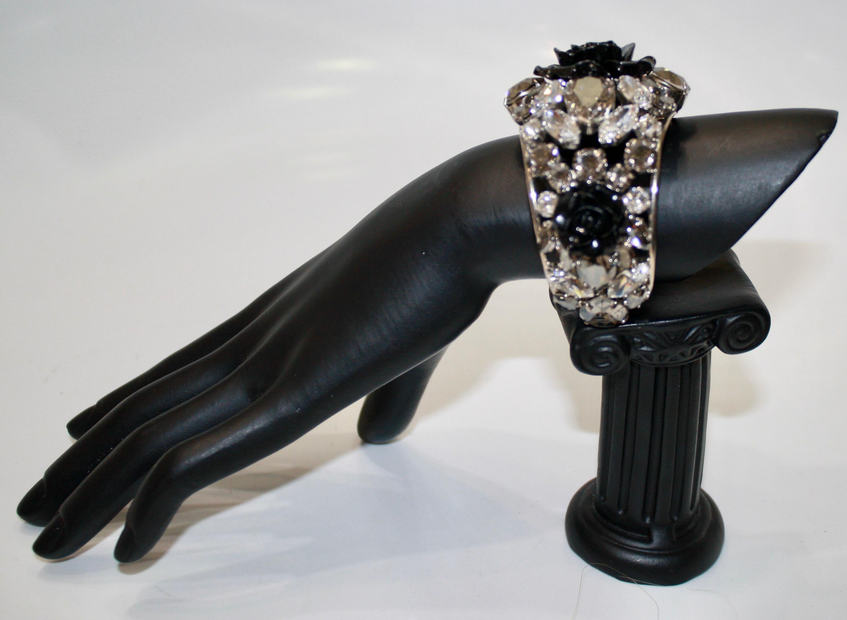 Philippe Ferrandis Black Rose Resin Cuff For Sale 1