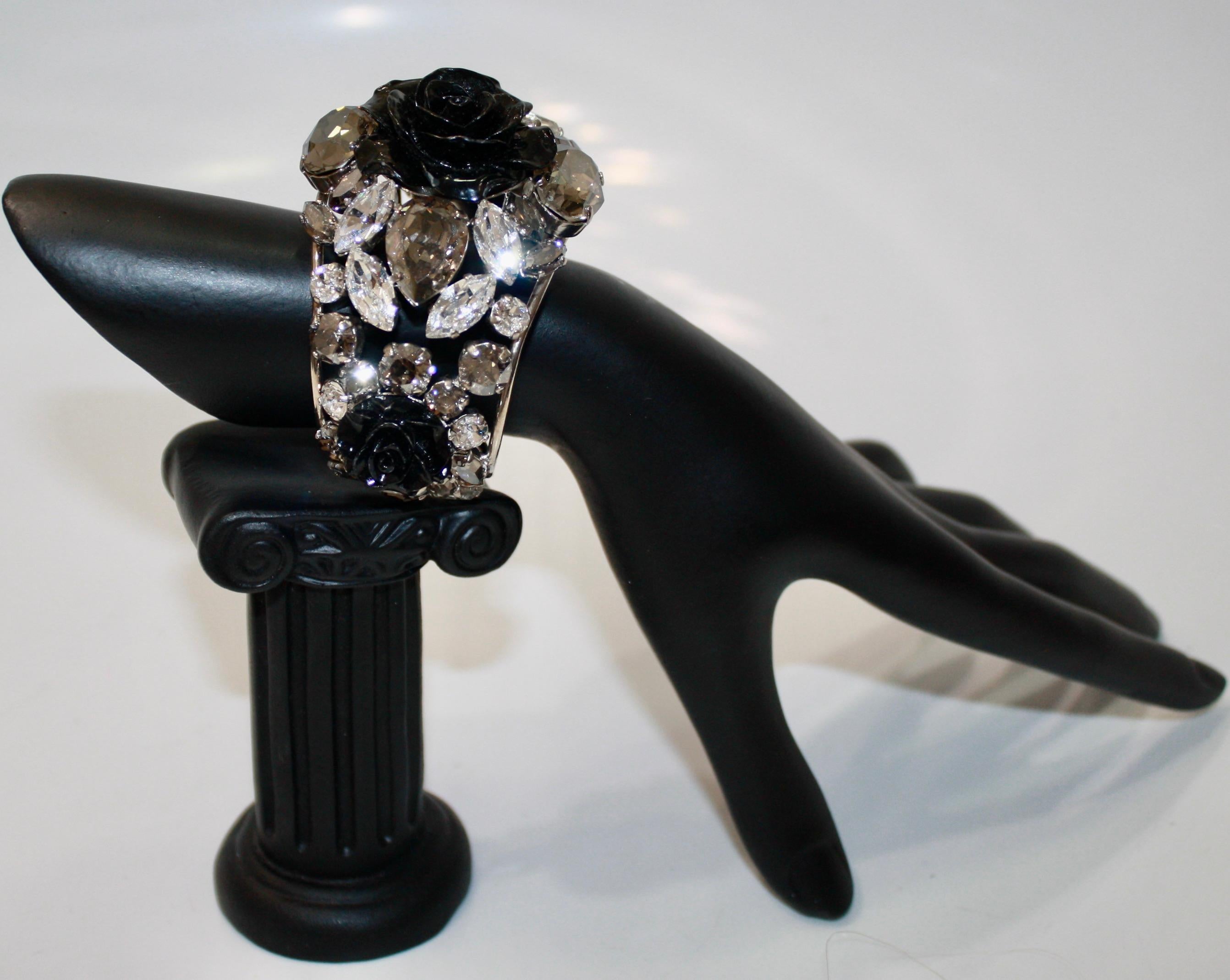 Philippe Ferrandis Black Rose Resin Cuff For Sale 2