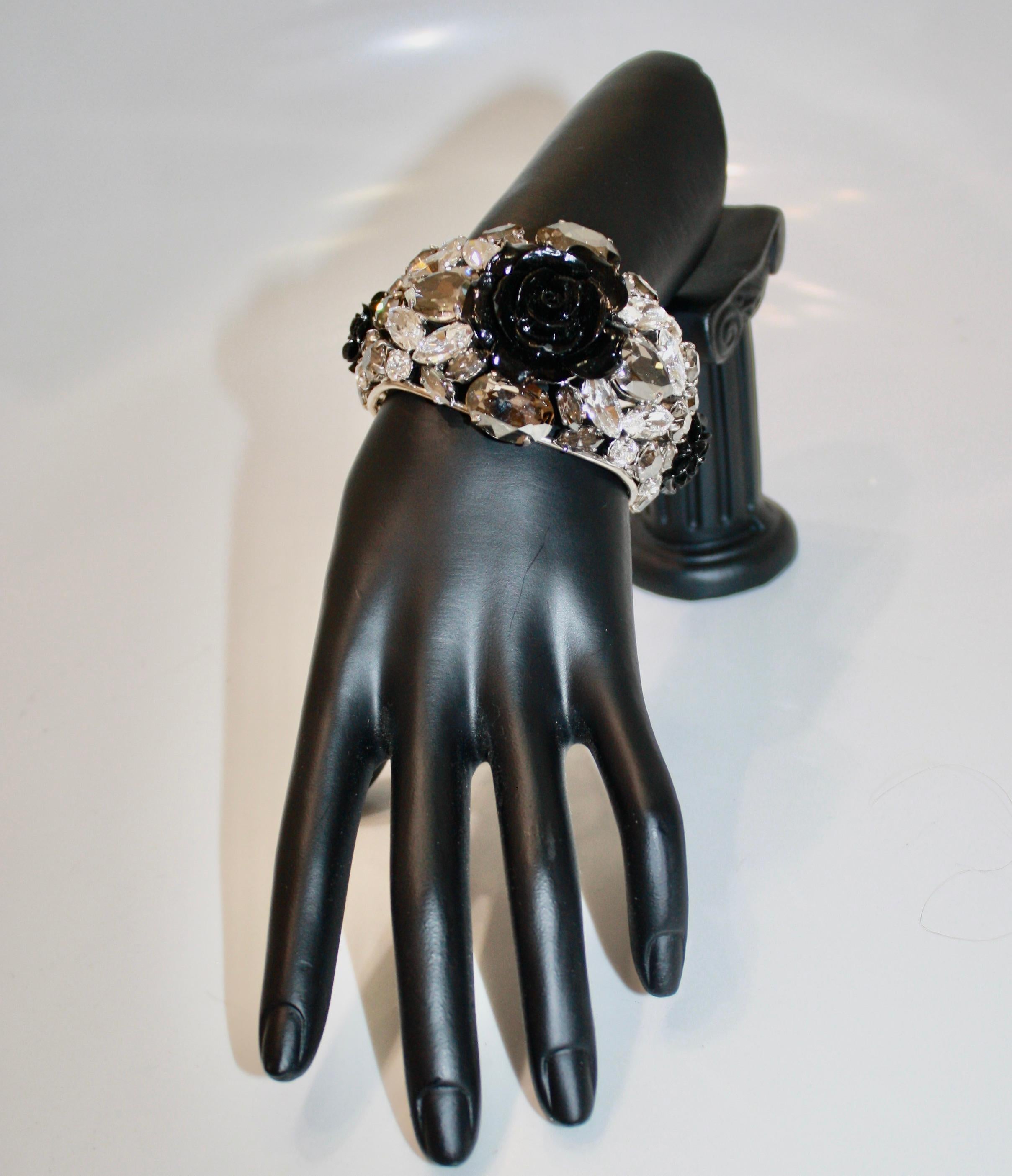 Philippe Ferrandis Black Rose Resin Cuff For Sale 3