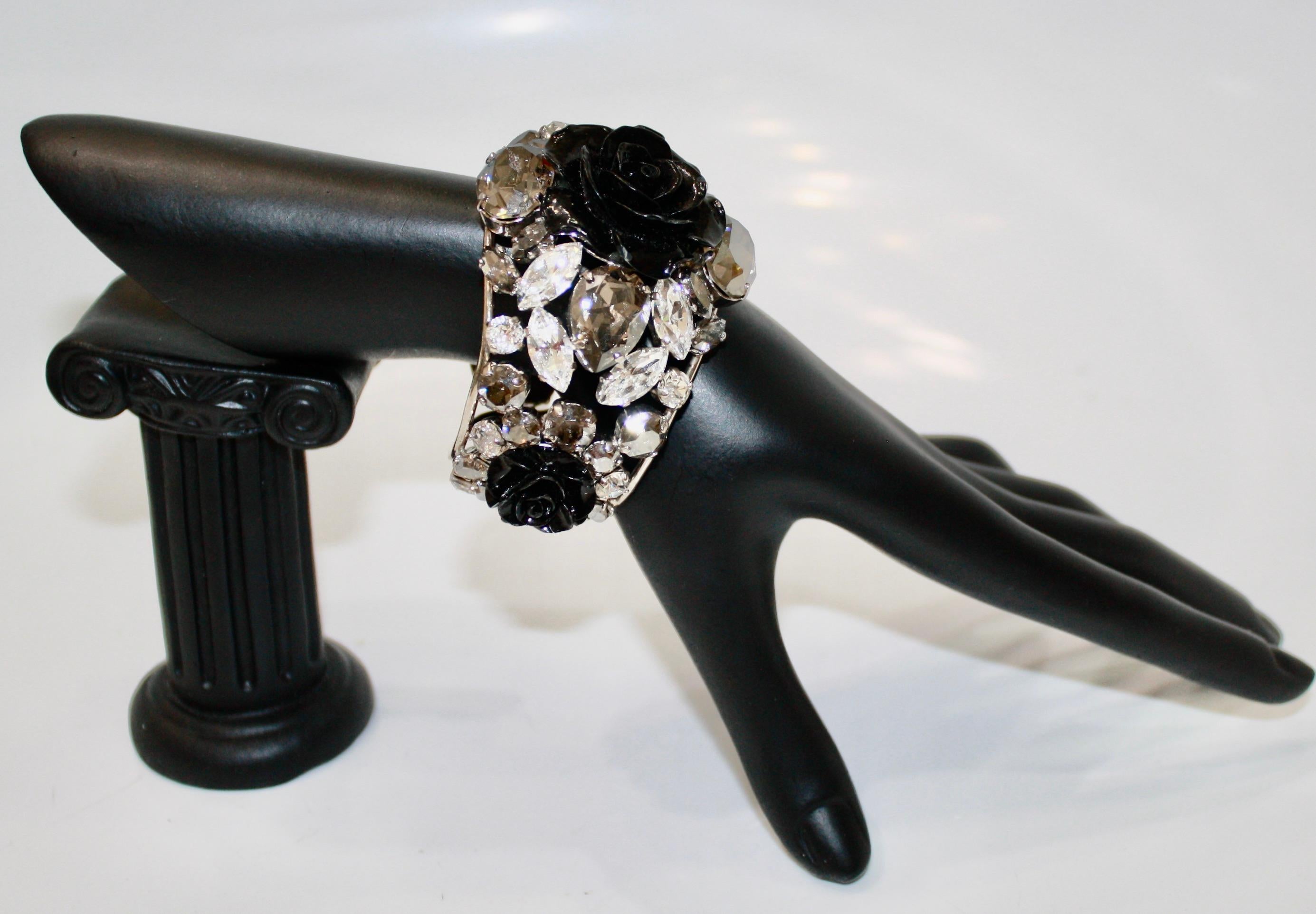 Philippe Ferrandis Black Rose Resin Cuff For Sale 4