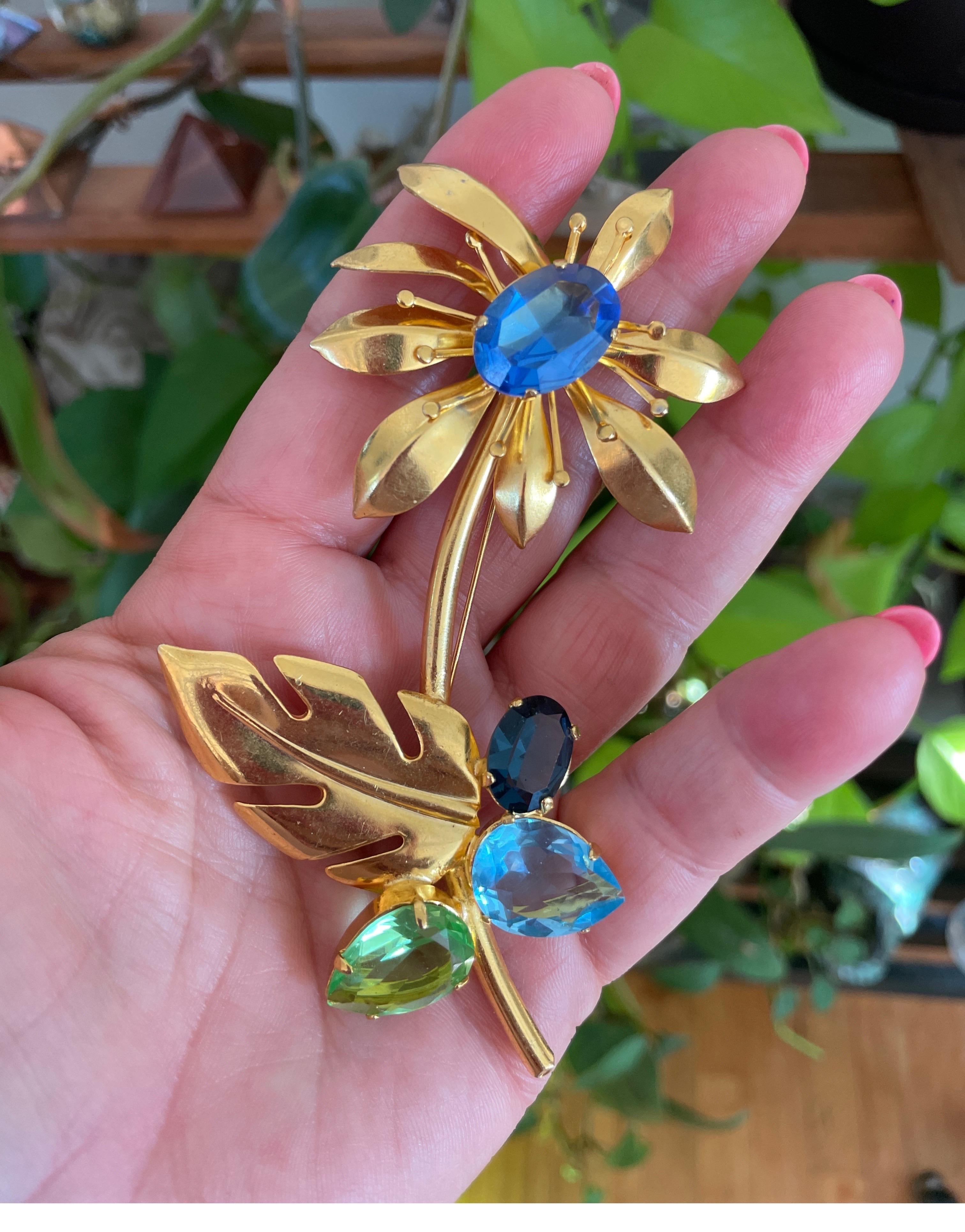 Philippe Ferrandis Brooch Floral Gold Gilt New Never Worn 1990s For Sale 1