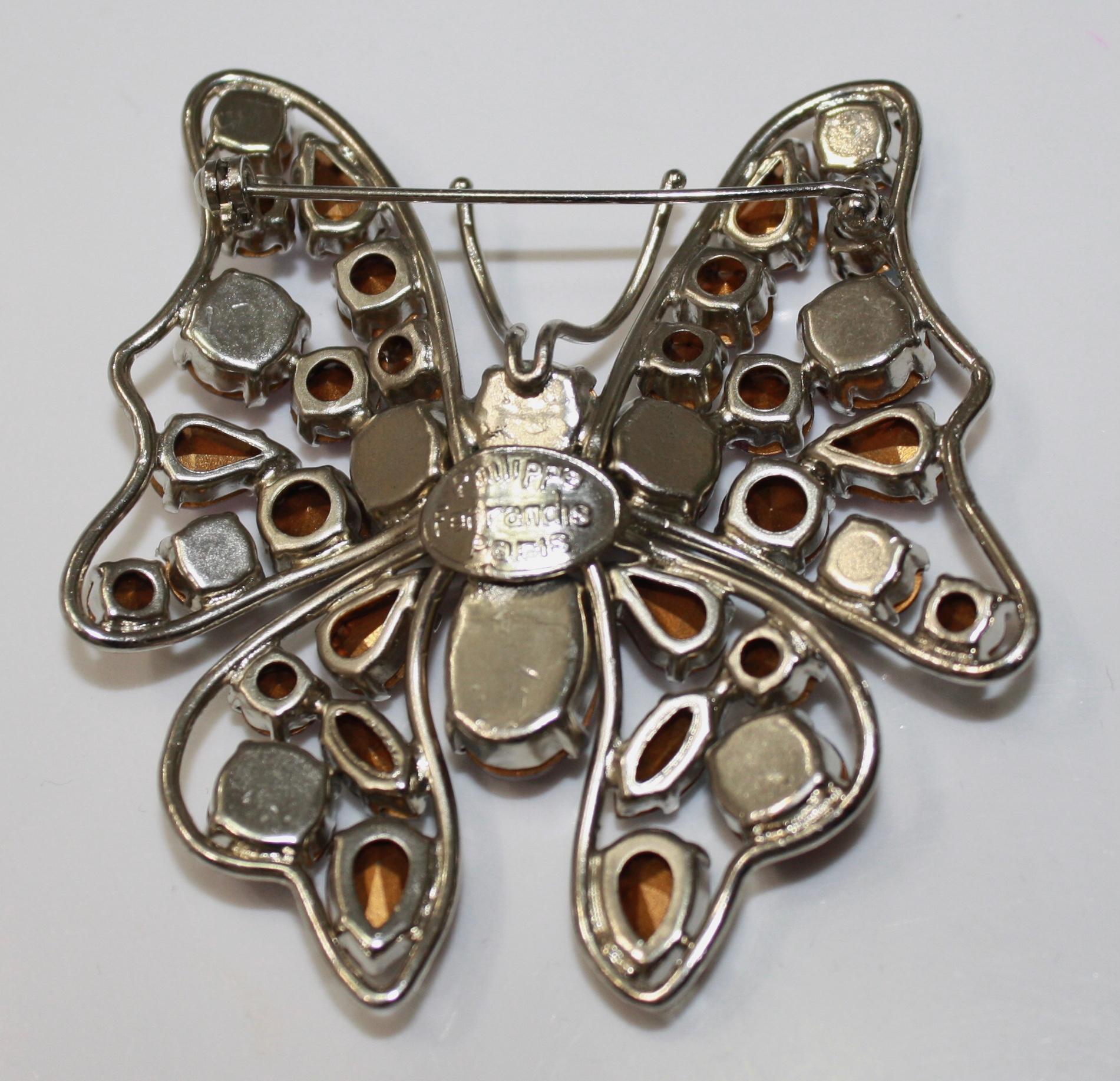 Aesthetic Movement Philippe Ferrandis Butterfly Crystal Brooch