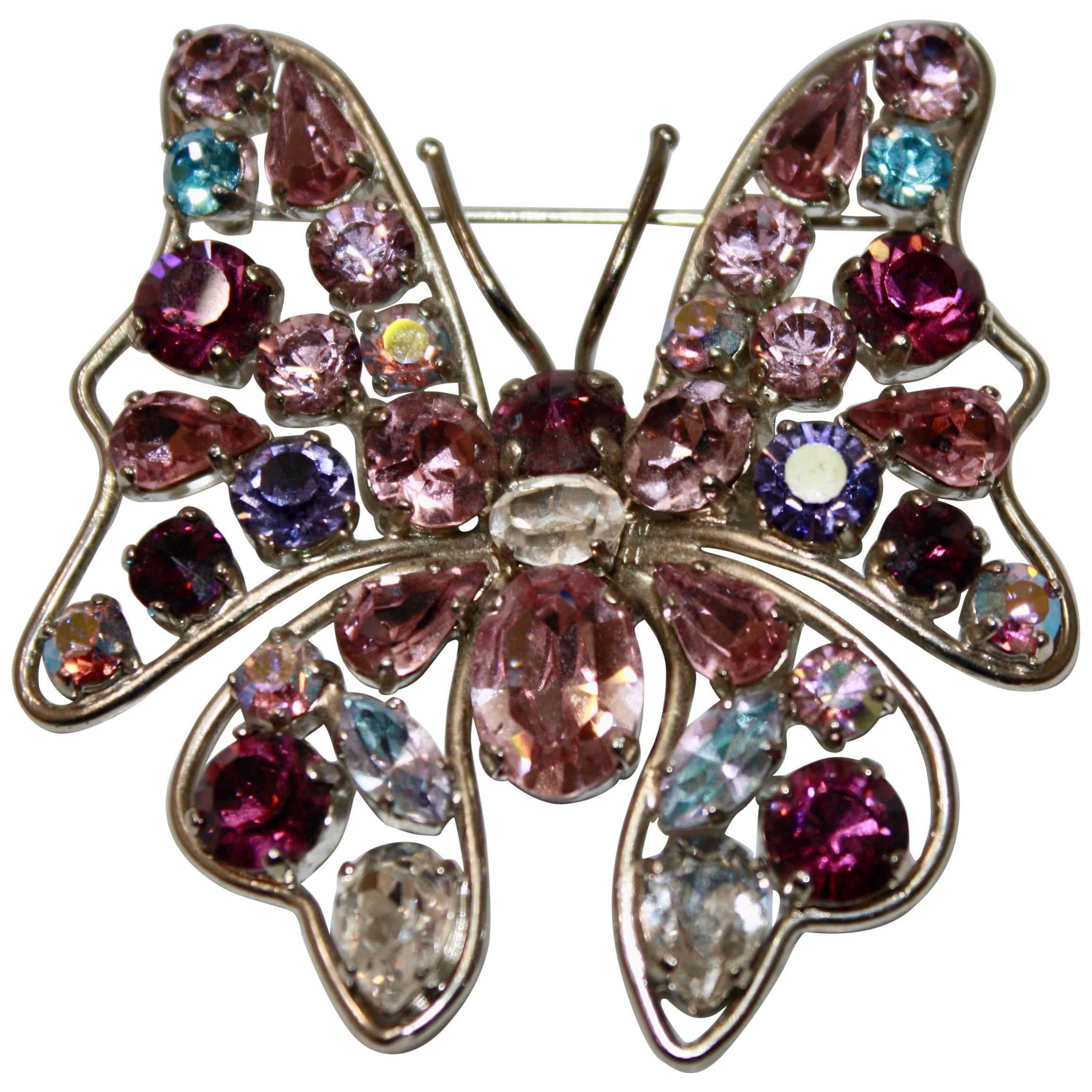 Philippe Ferrandis Butterfly Crystal Brooch