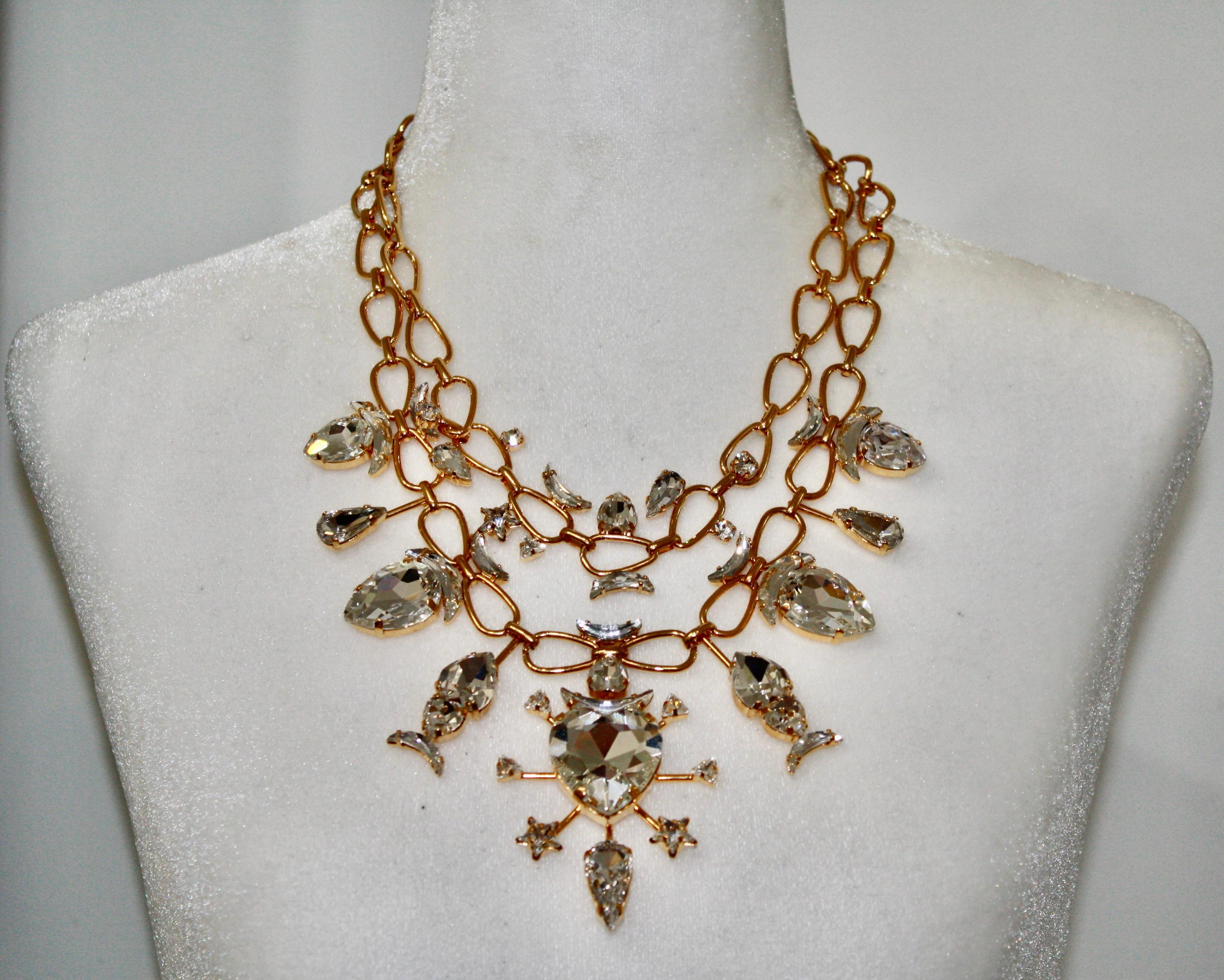 Modern Philippe Ferrandis Crystal and Gold Unique Choker.