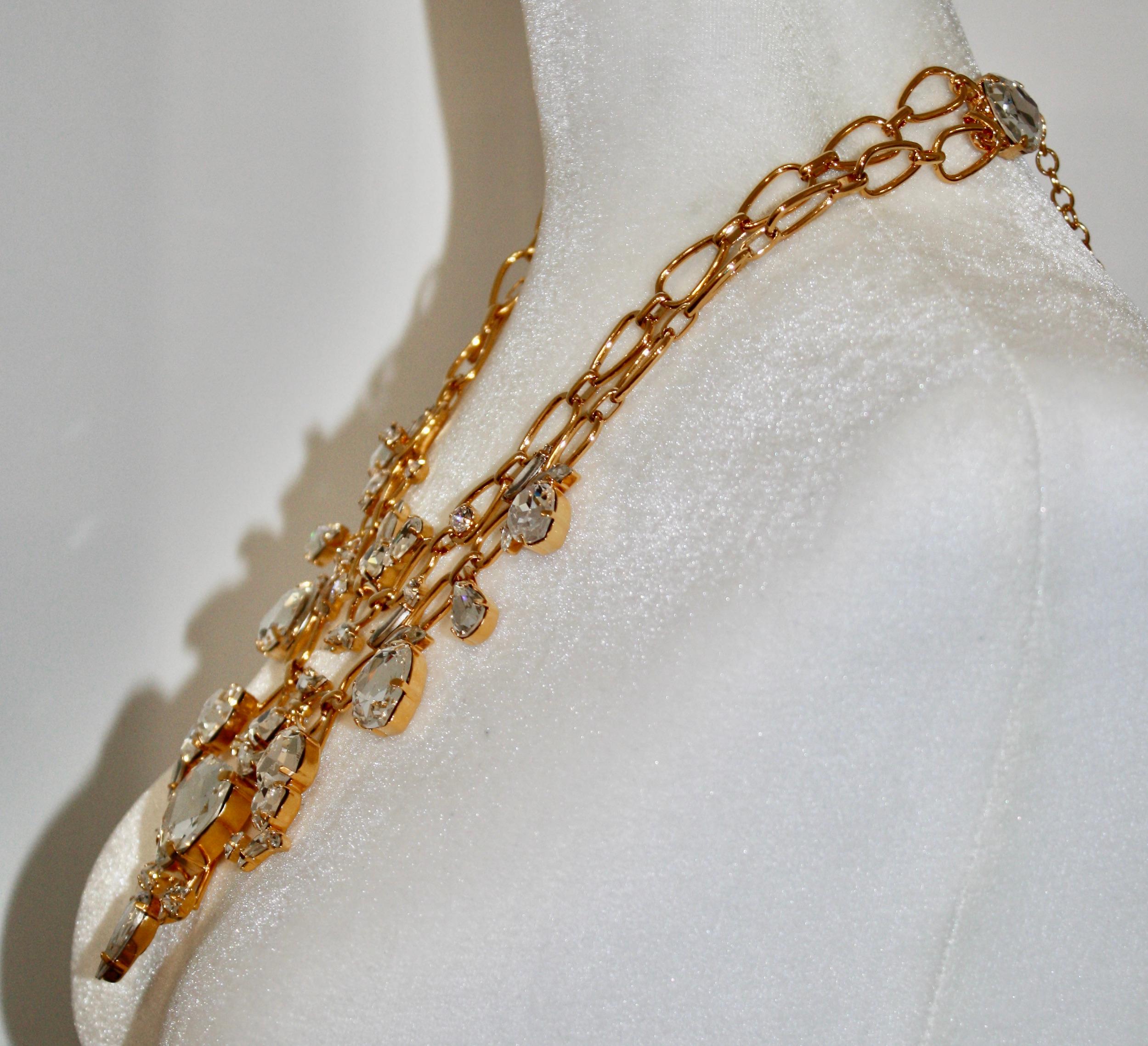 Women's or Men's Philippe Ferrandis Crystal and Gold Unique Choker.
