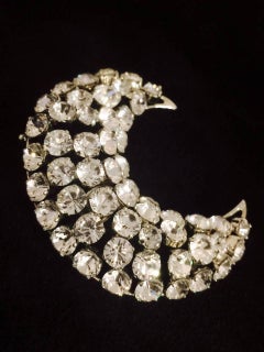 Broche Croissant de Lune en cristal Philippe Ferrandis 1990