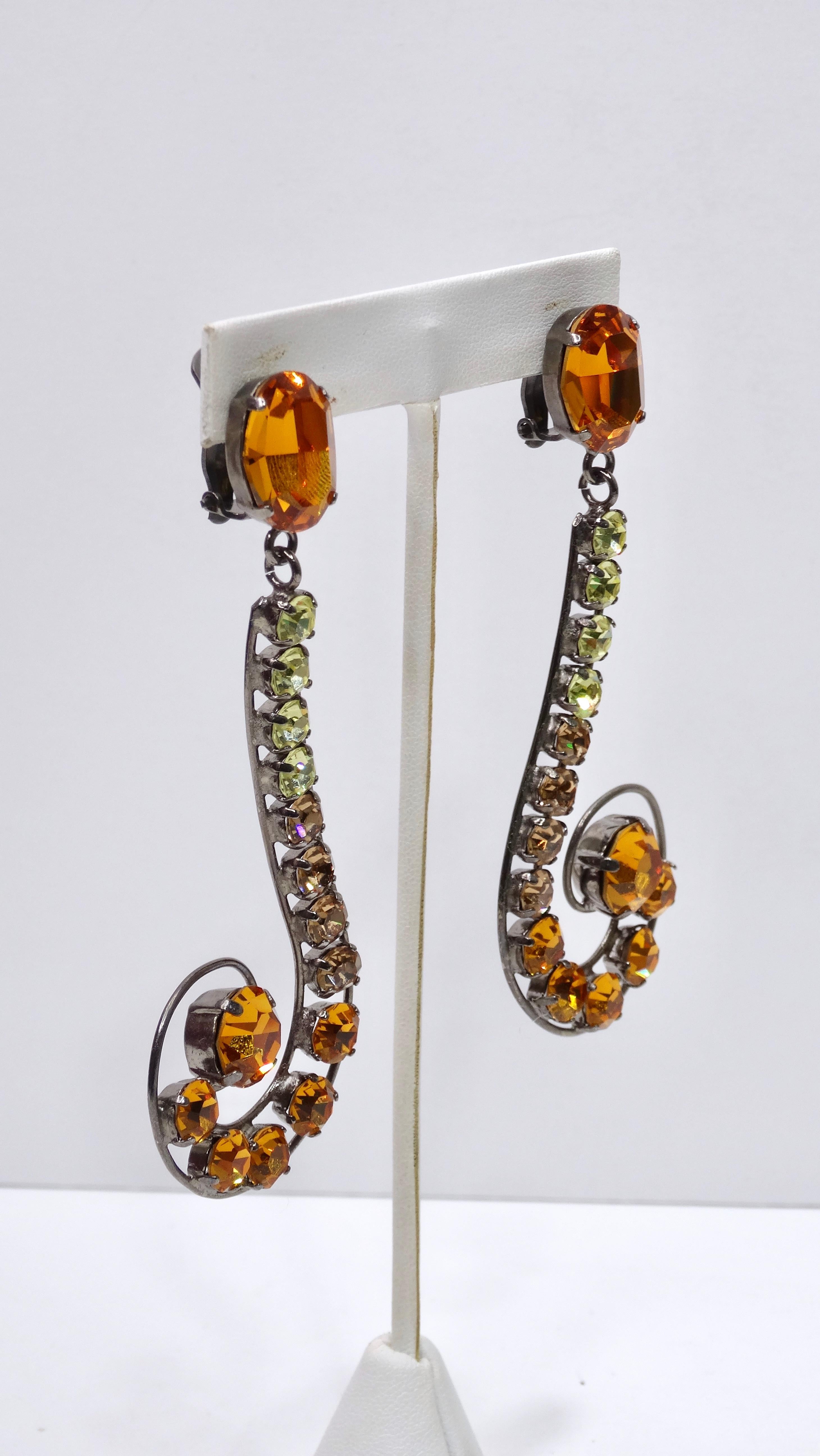 Philippe Ferrandis Crystal Swirl Earrings In Excellent Condition For Sale In Scottsdale, AZ