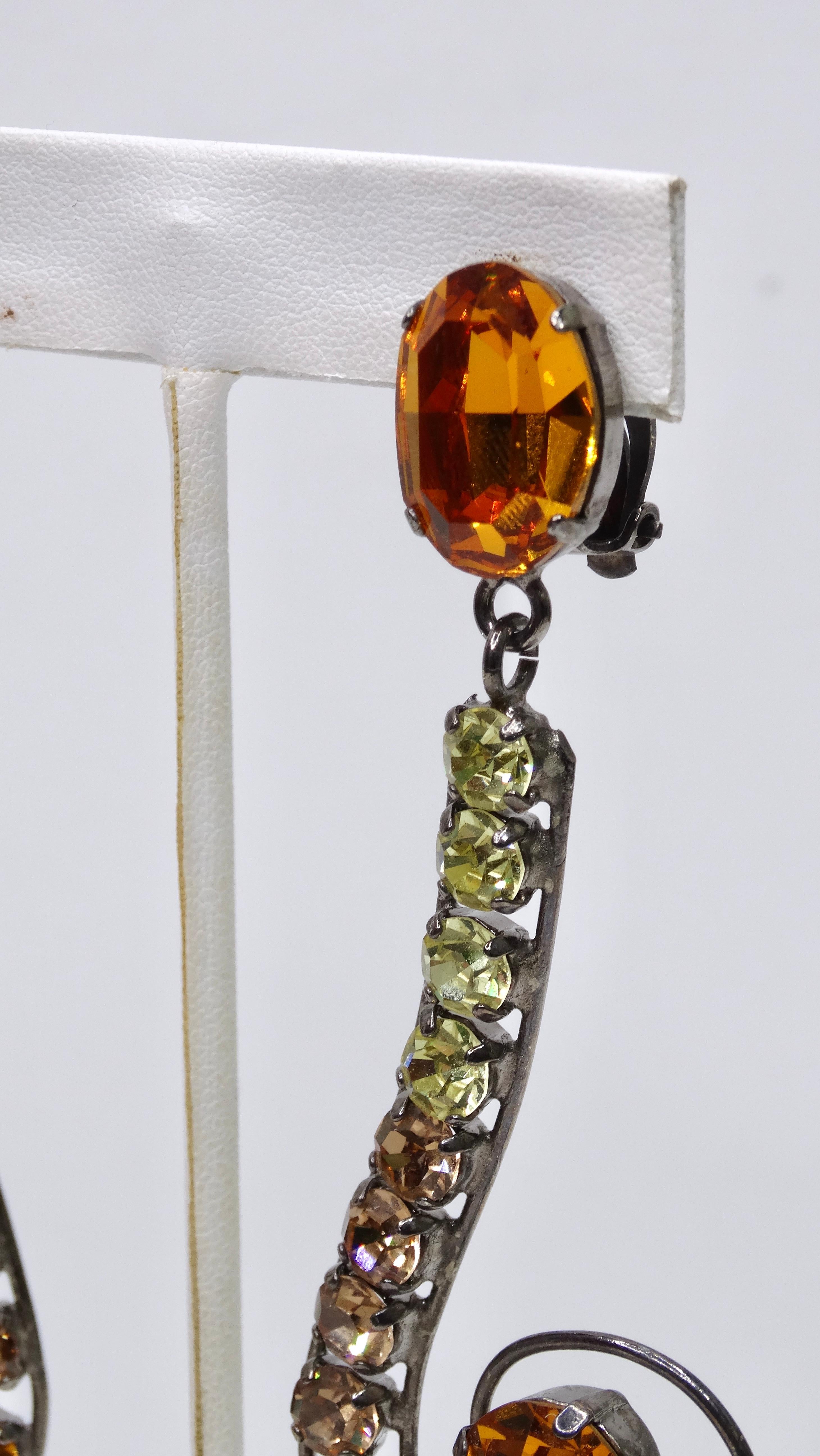 Philippe Ferrandis Crystal Swirl Earrings For Sale 1