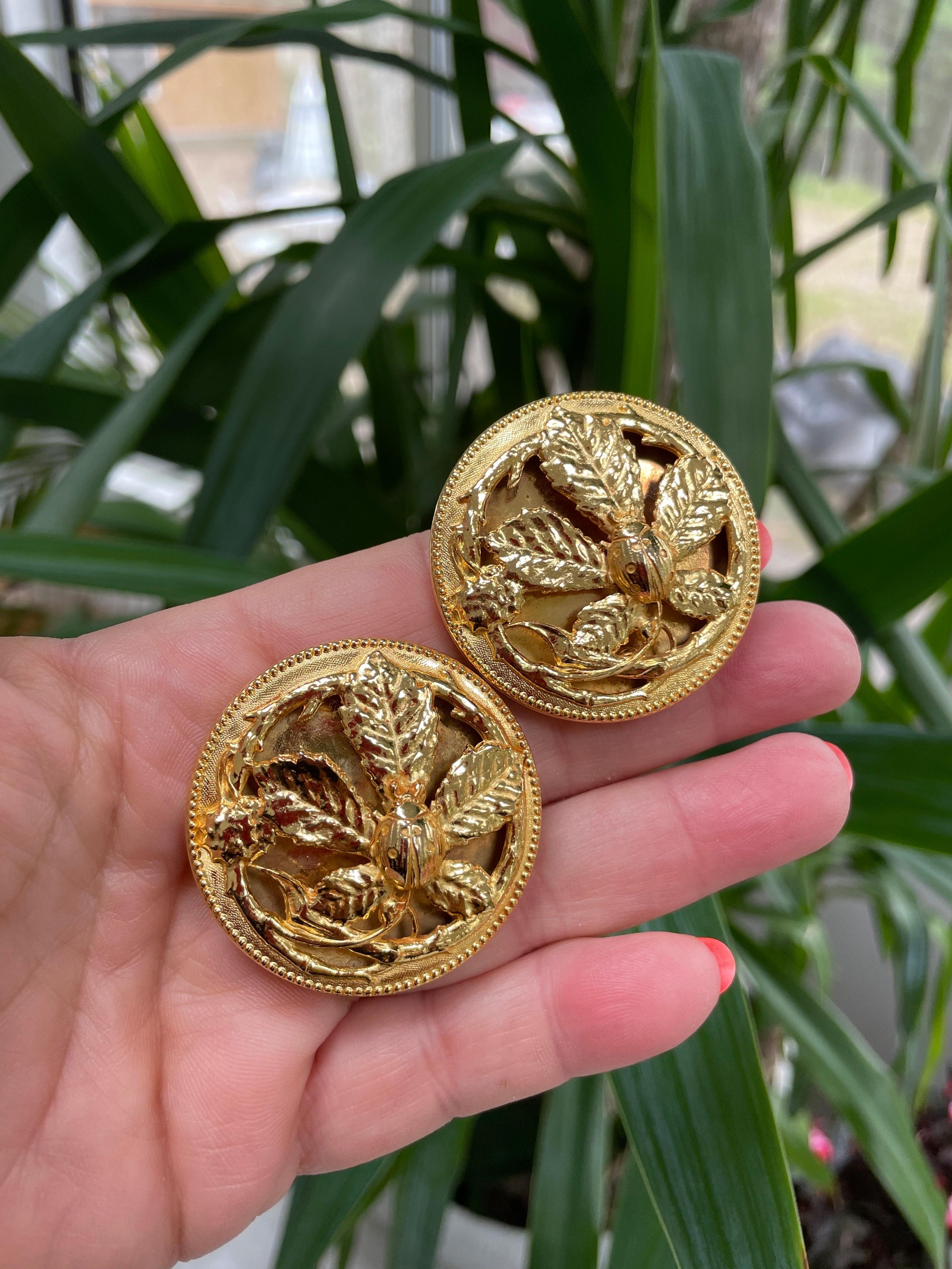 Philippe Ferrandis Pendientes de botones florales Años 90 en venta 2