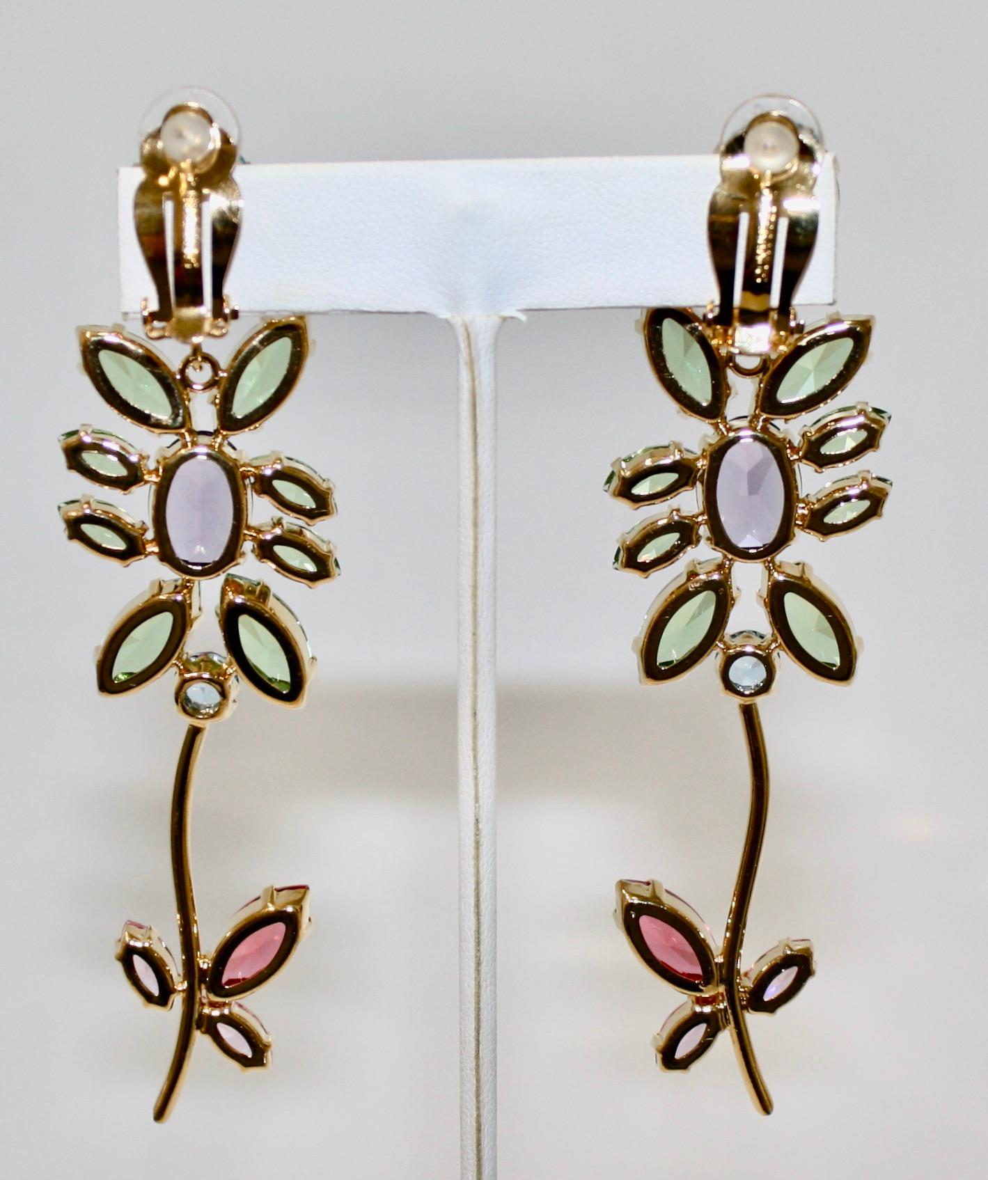 Philippe Ferrandis Flower and Stem Clip Earrings  For Sale 1