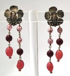 Boucles d'oreilles doubles en forme de fleur Philippe Ferrandis